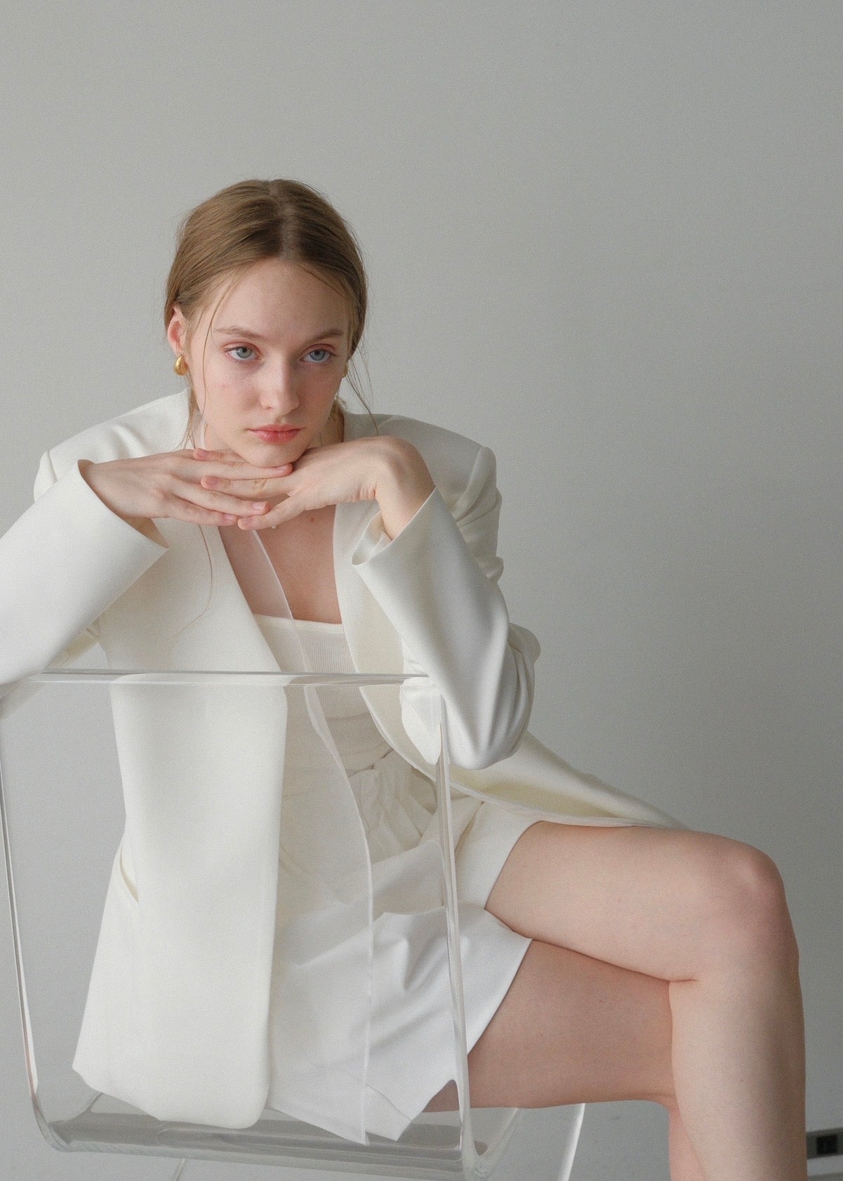 Lady organdy layered jacket / white
