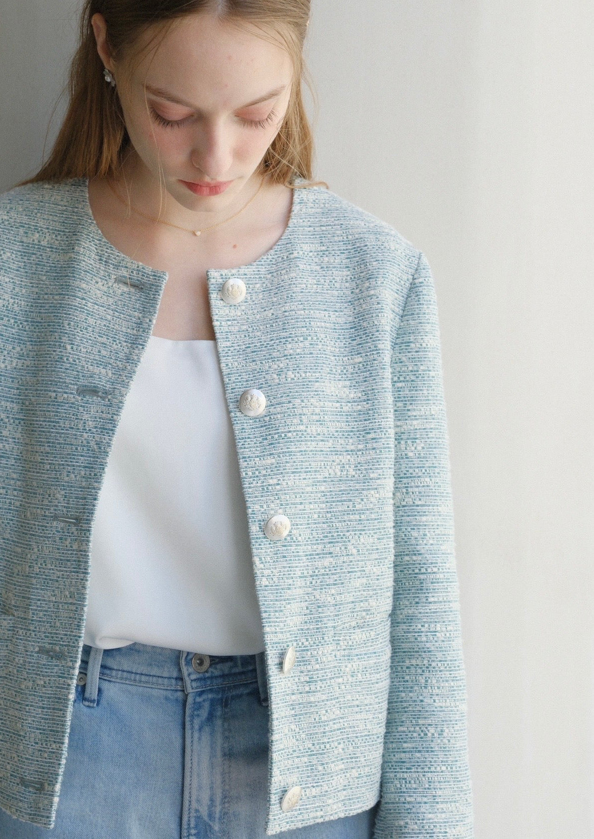 【即納】 CARLA Tweed jacket / Green