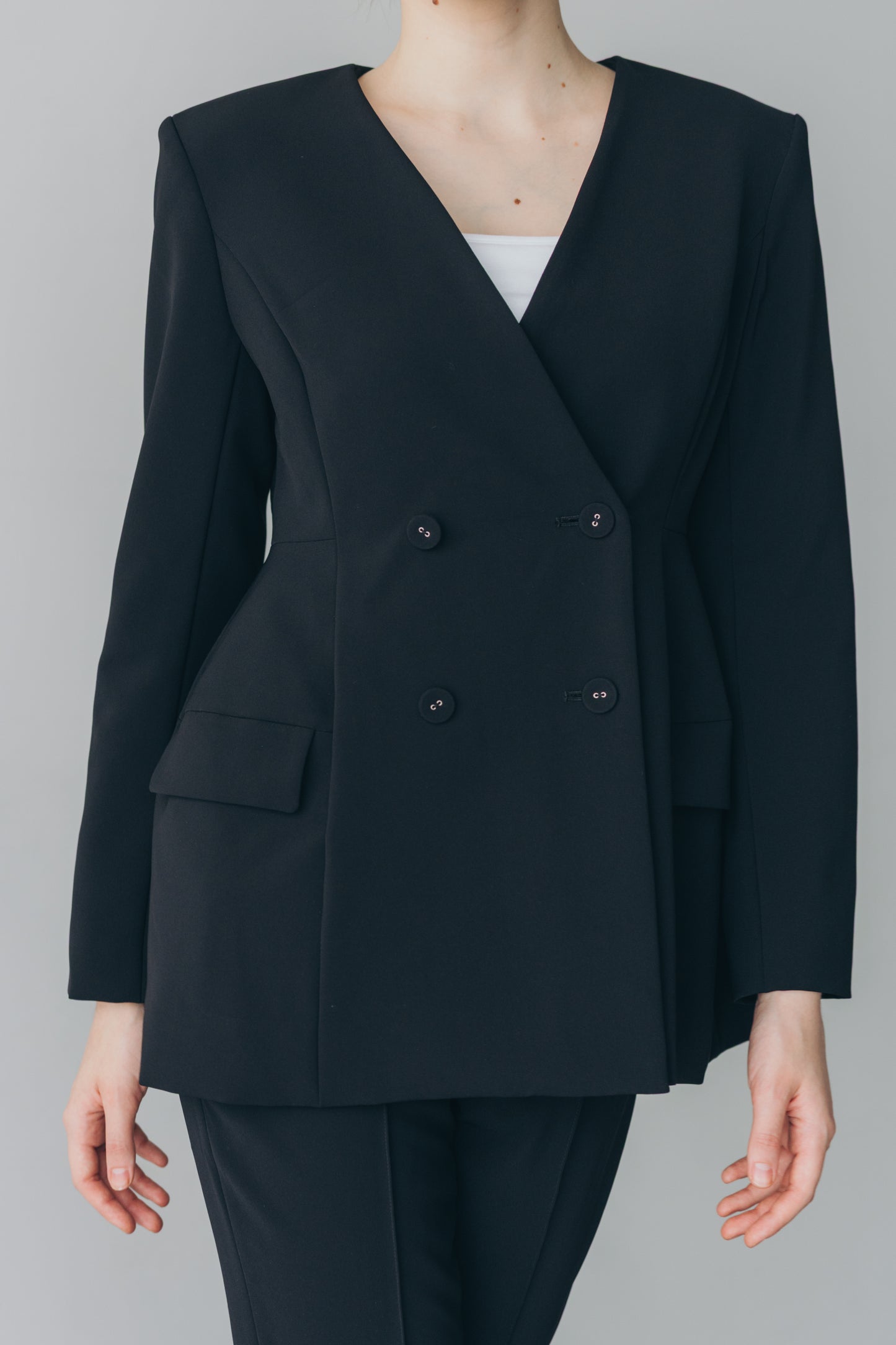 Ruffle 2way Peplum Jacket -Black