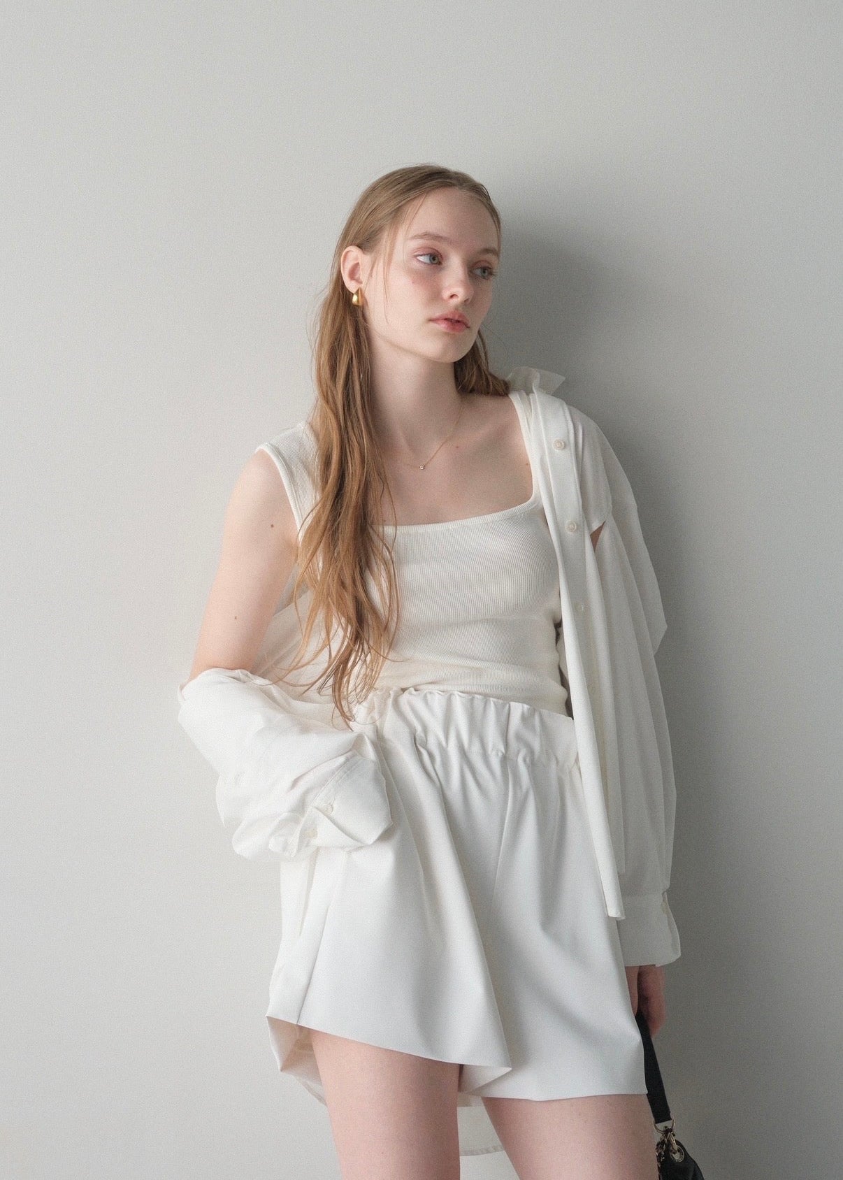 撥水 2way silky over shirt / white