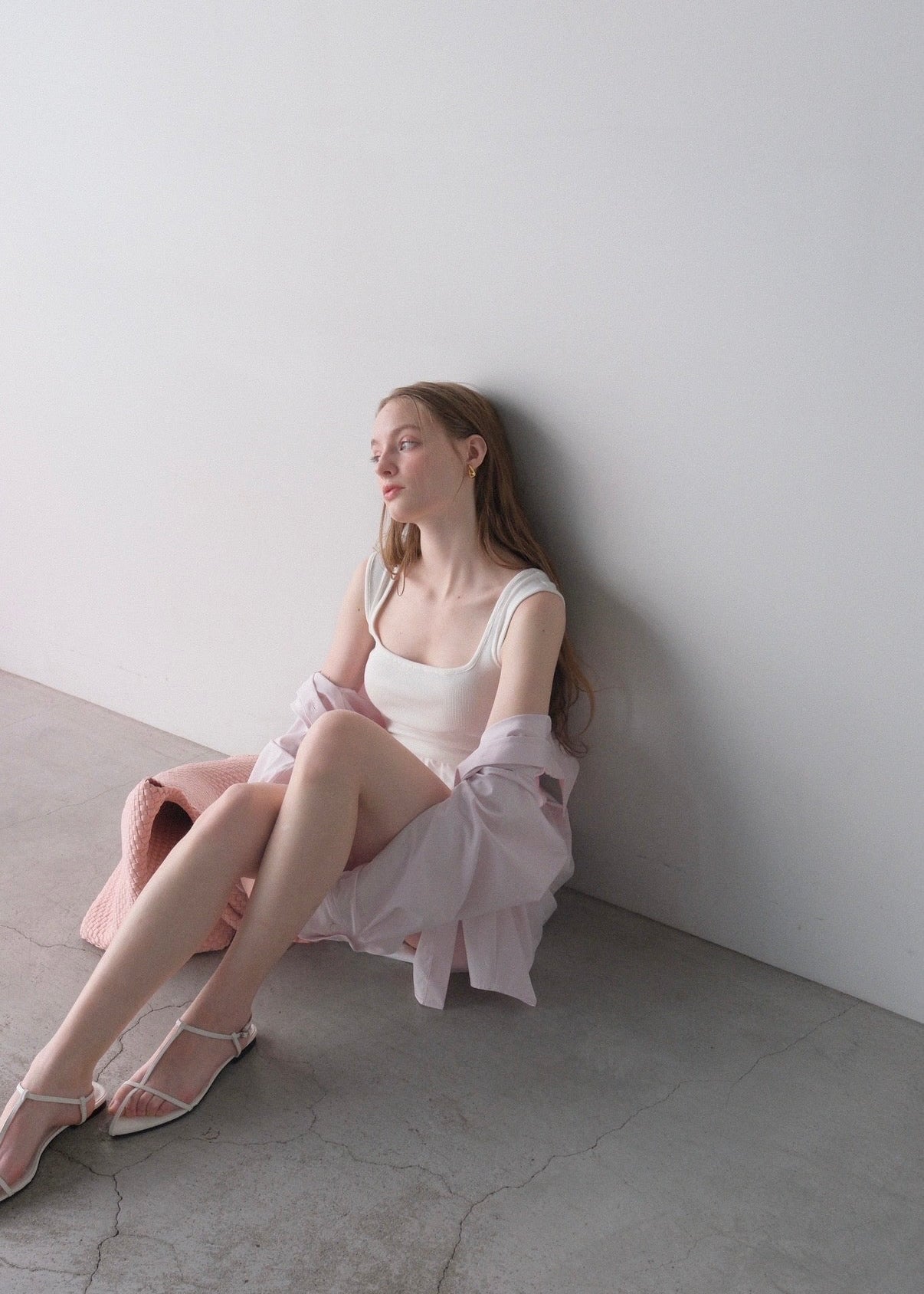 【2nd Pre order】撥水 2way silky over shirt / baby pink