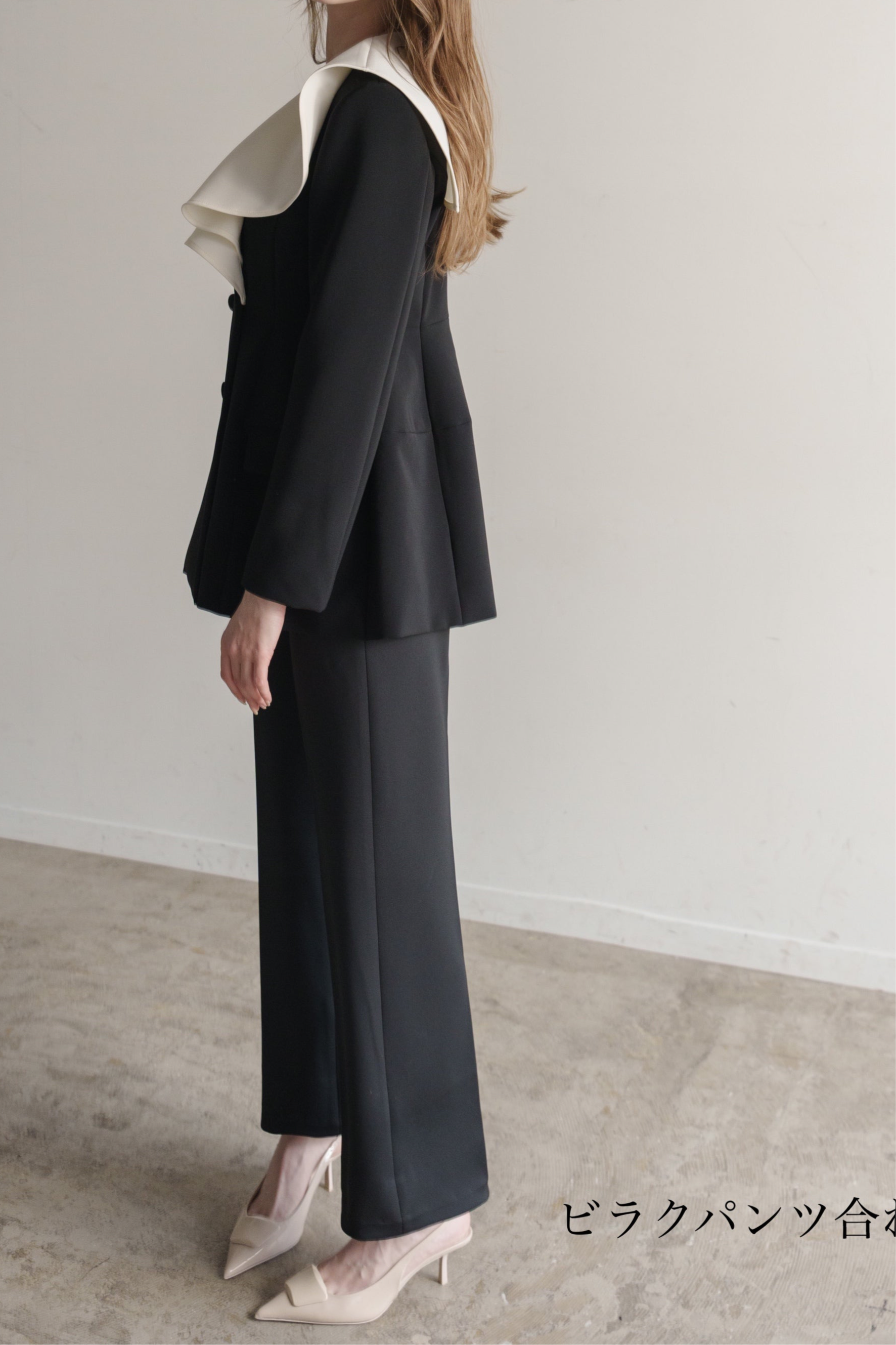 Ruffle 2way Peplum Jacket -Navy – CARLA Ruffle 2way Peplum Jacket -Navy – CARLA