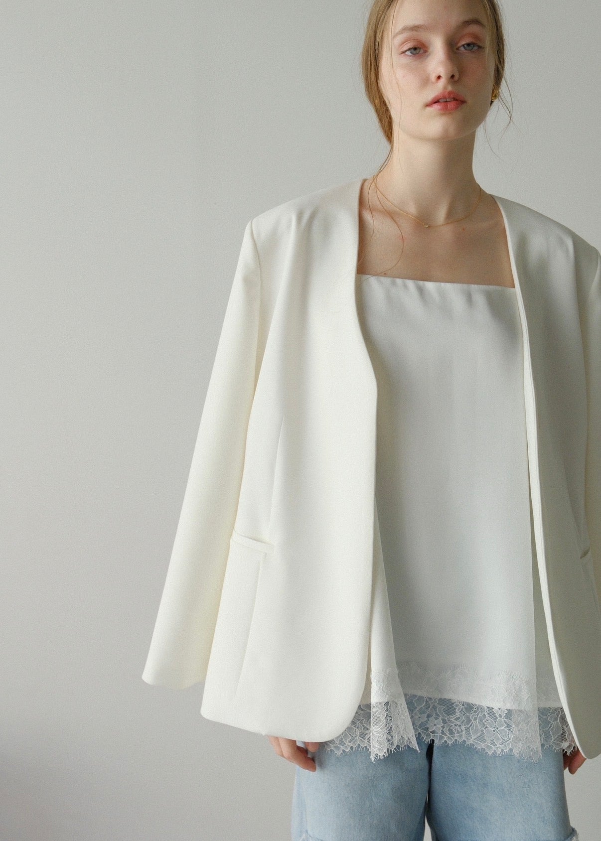 Lady organdy layered jacket / white