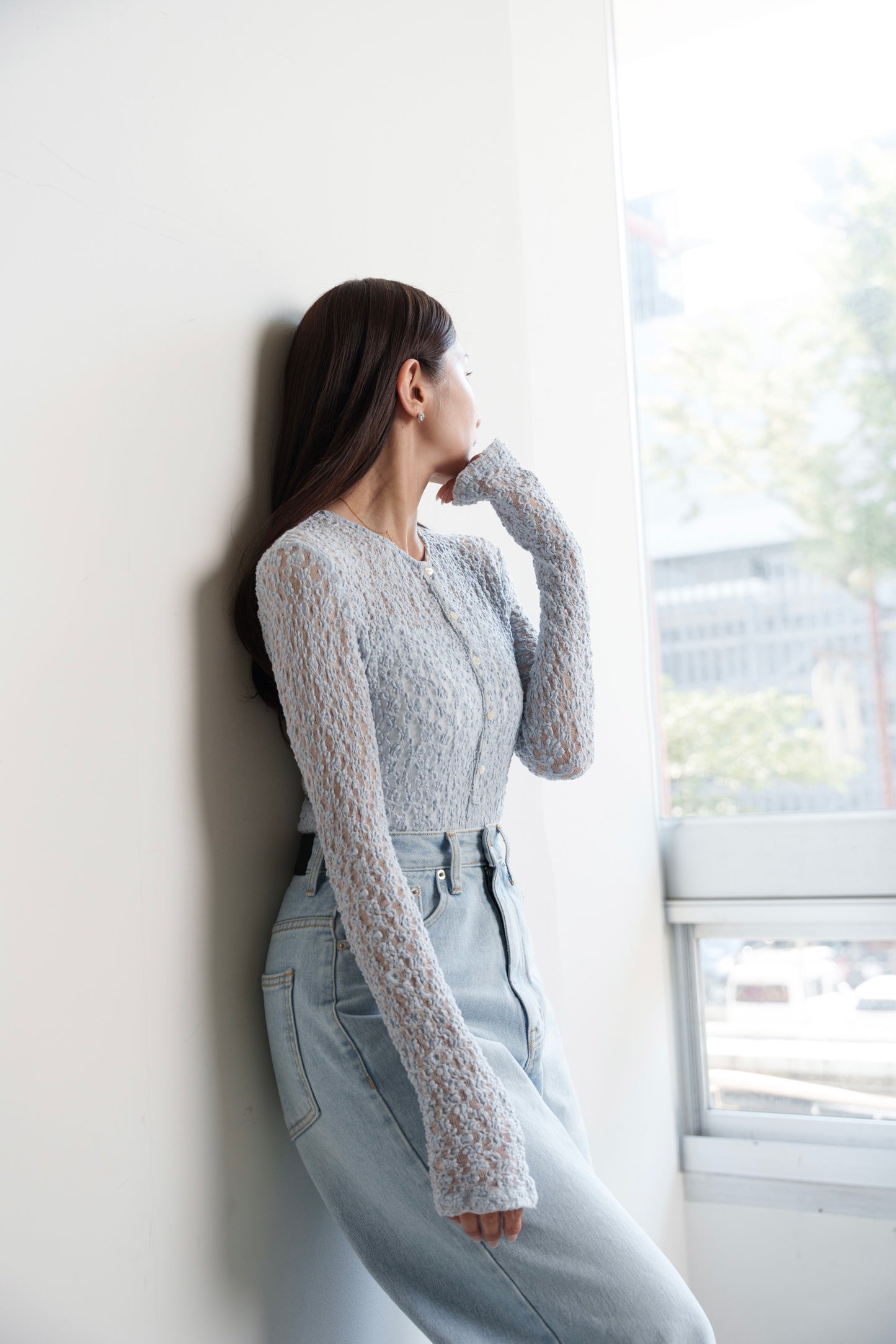 Lace body suit - Blue gray