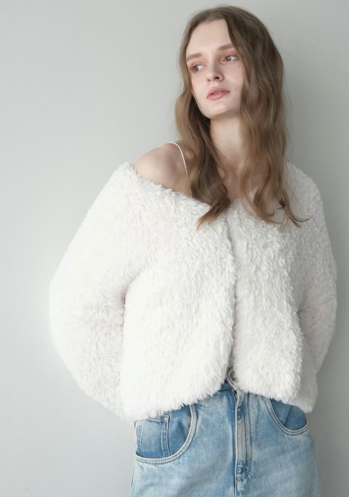 Eco fur knit cardigan