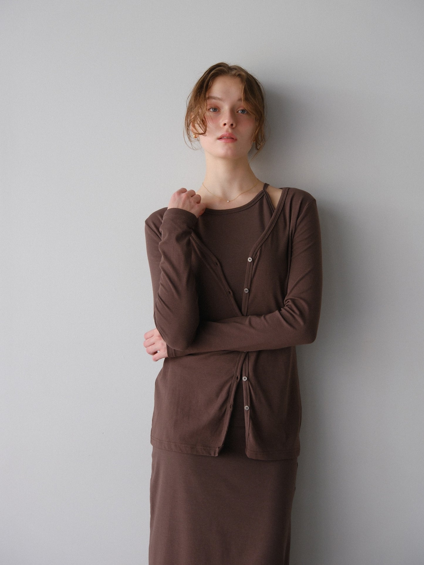 【coming soon】Lady cutsew 3piece -Brown