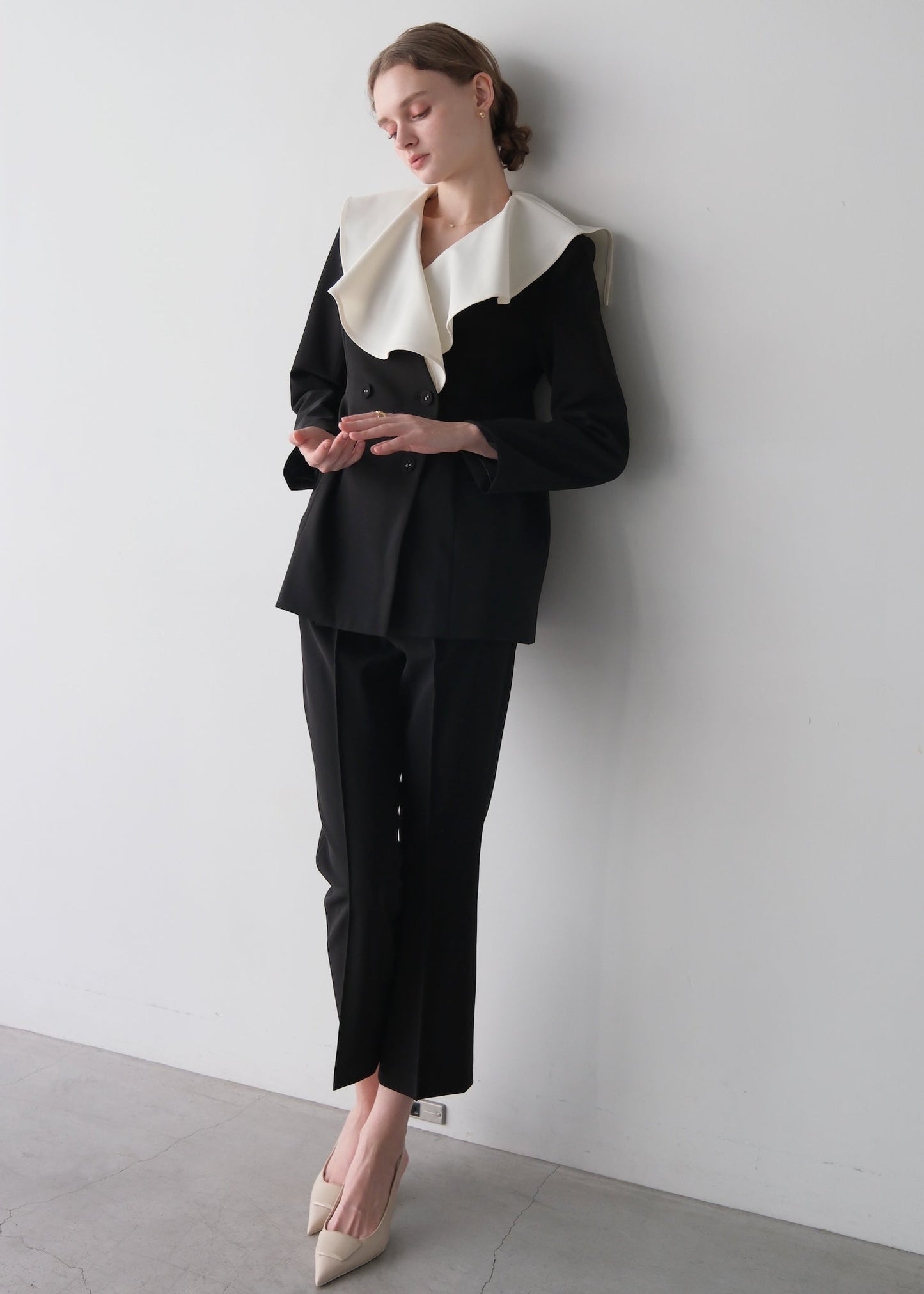 【Pre order】 Ruffle 2way Peplum Jacket -Black