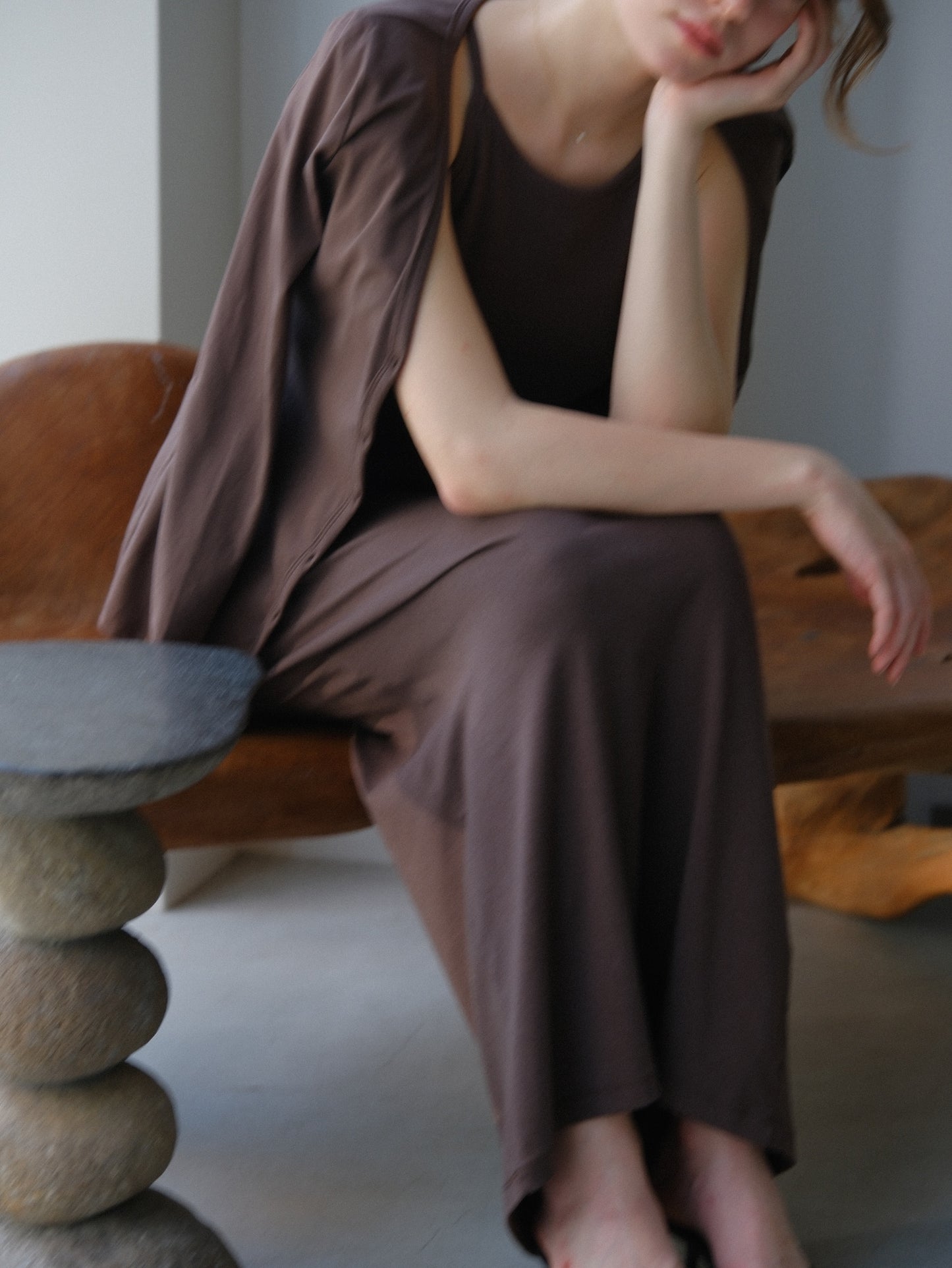 【coming soon】Lady cutsew 3piece -Brown