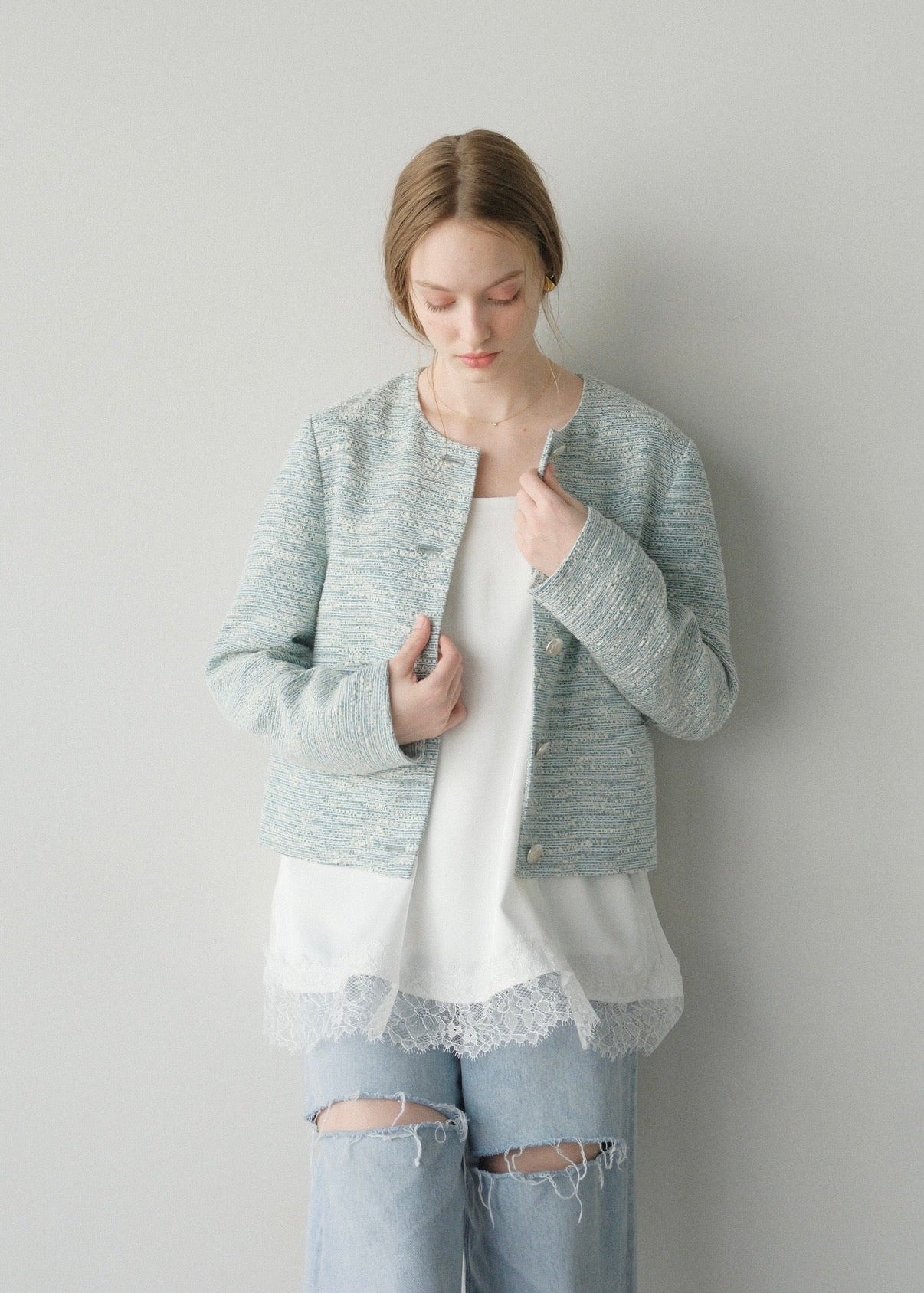 【即納】 CARLA Tweed jacket / Green