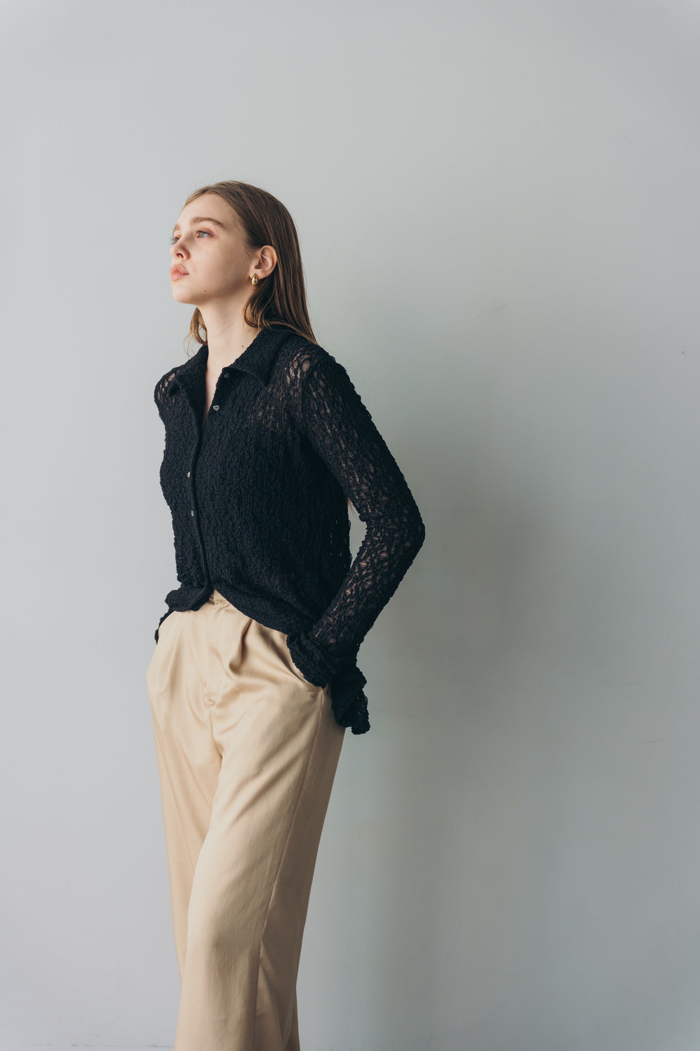 Satin wide pants - beige