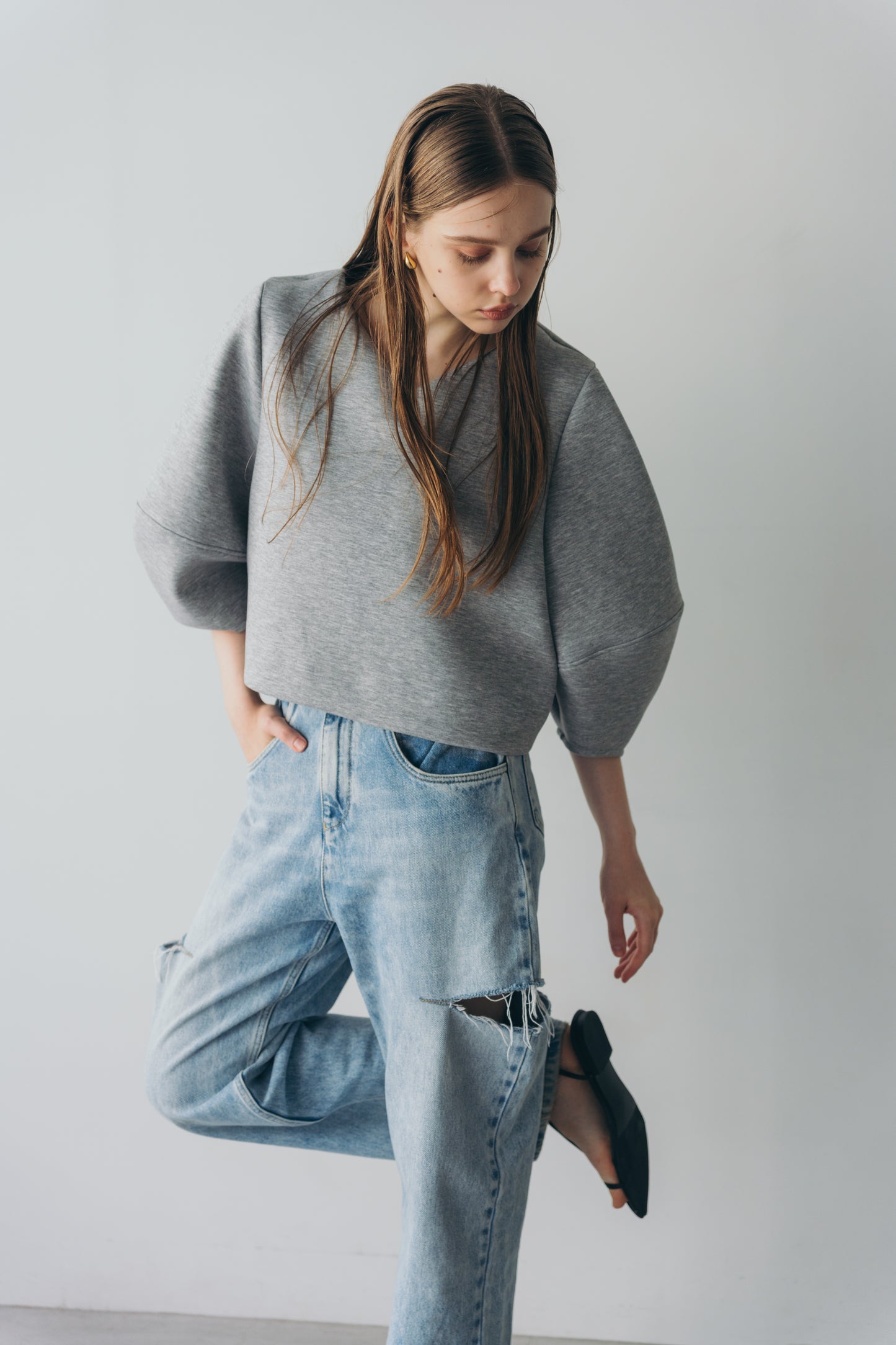 Lady puff tops - Gray