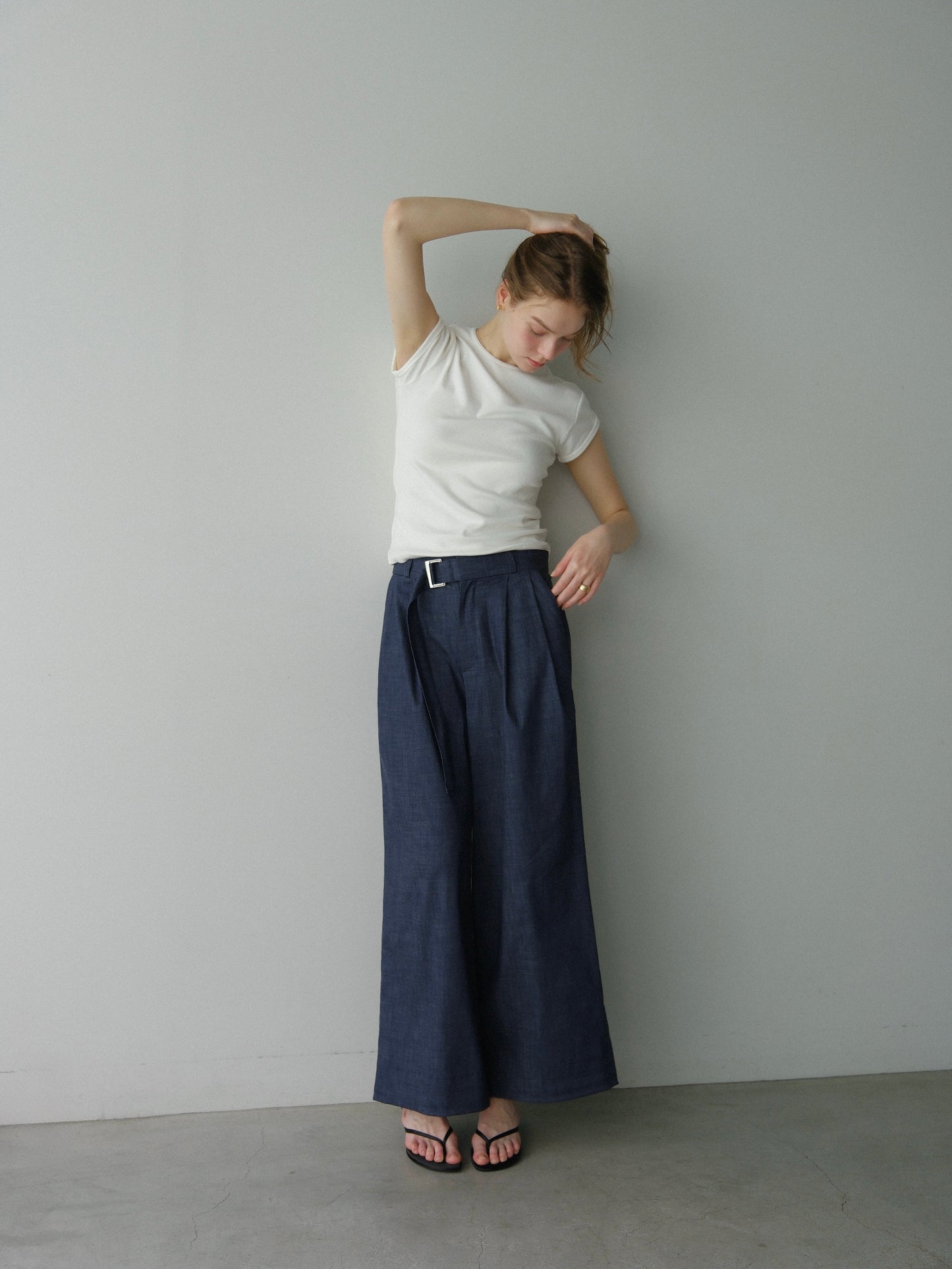 【coming soon】Denim like wide pants