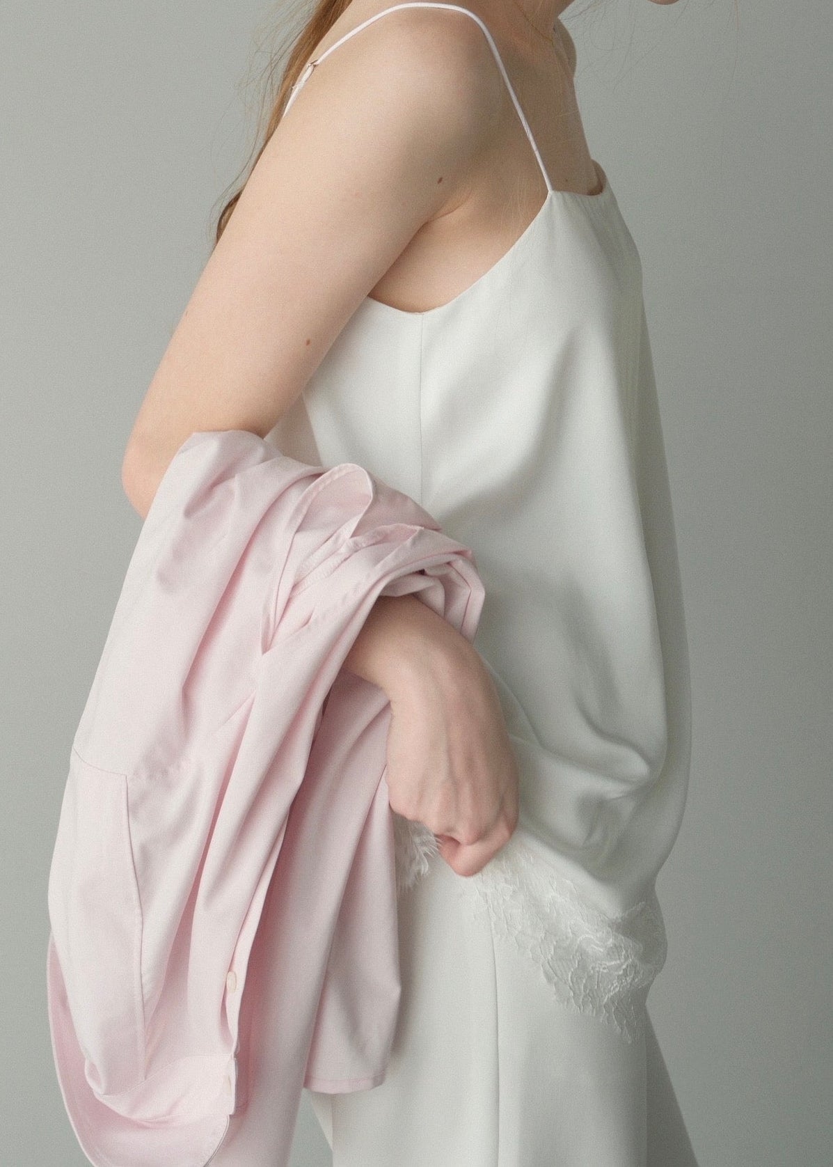 【2nd Pre order】撥水 2way silky over shirt / baby pink