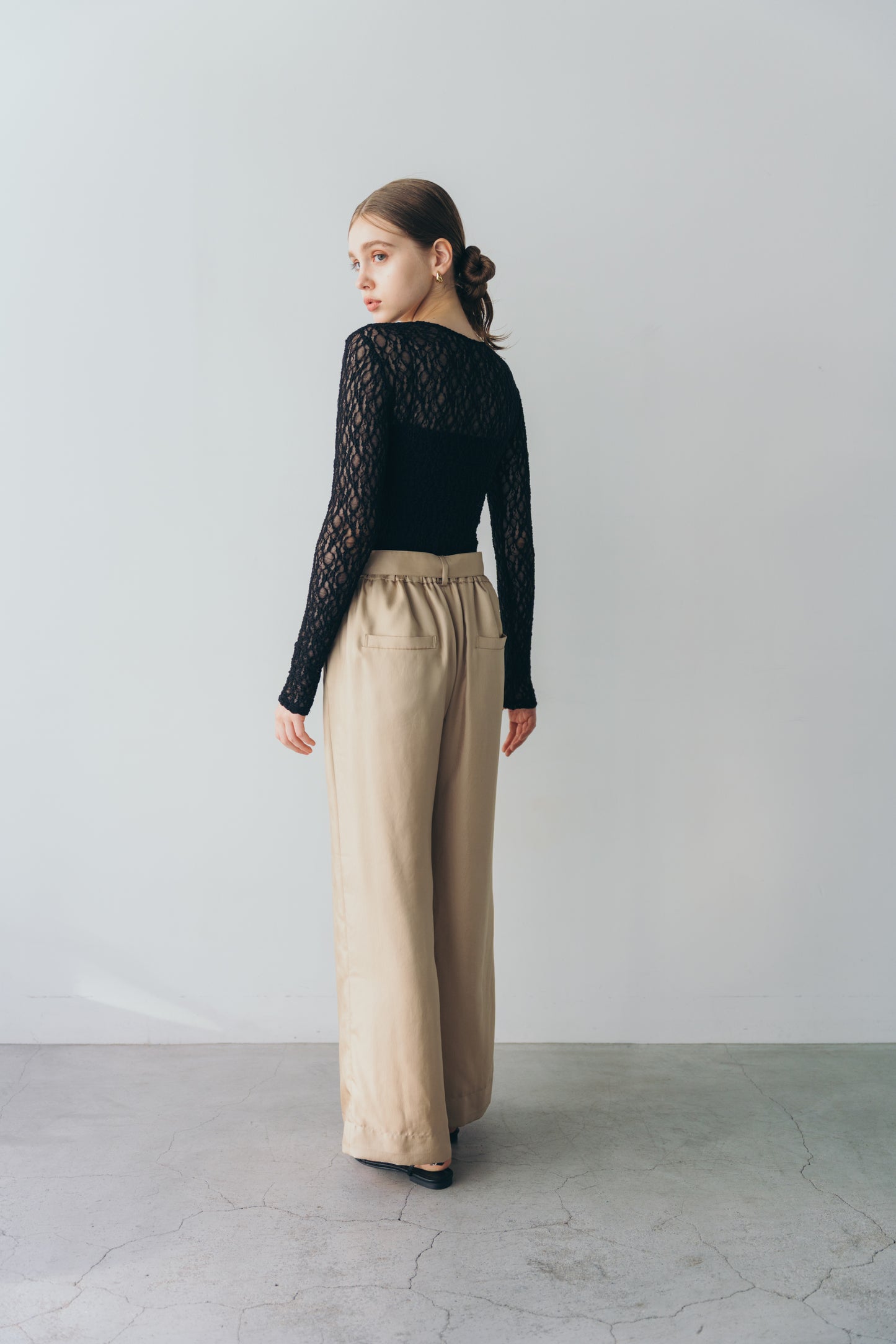 Satin wide pants - beige