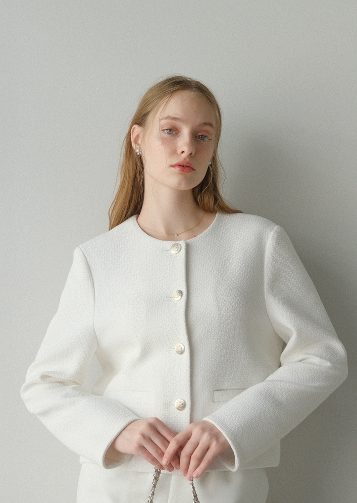 【即納】 CARLA Tweed jacket / White