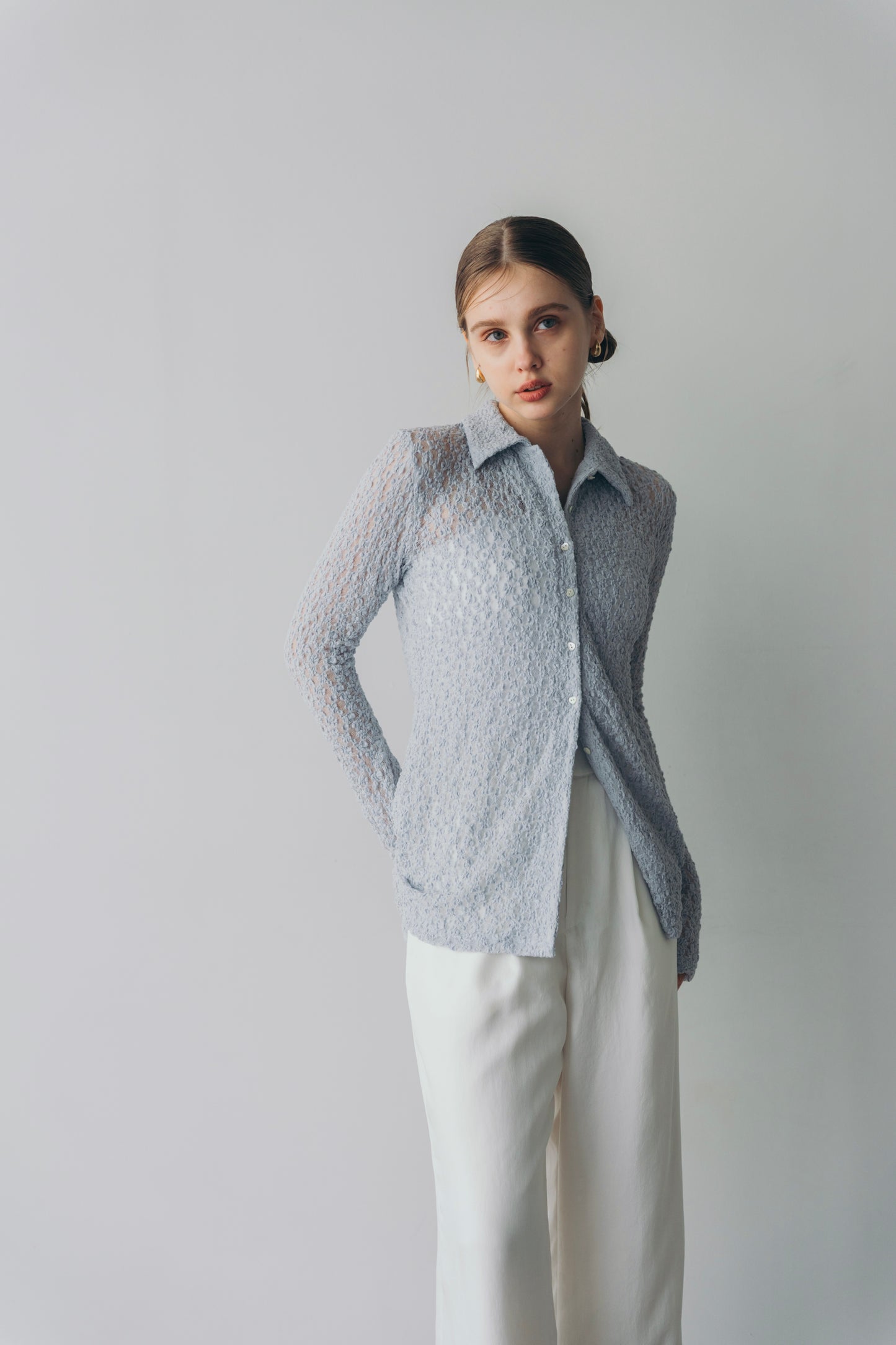 Lady lace shirt - Blue grey