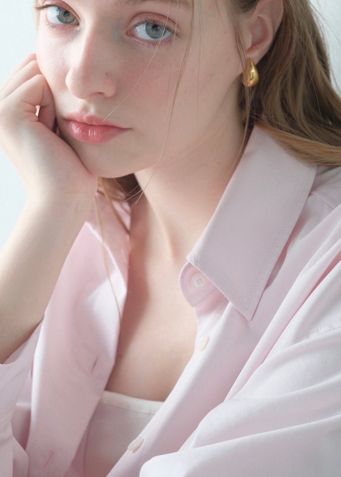 【2nd Pre order】撥水 2way silky over shirt / baby pink