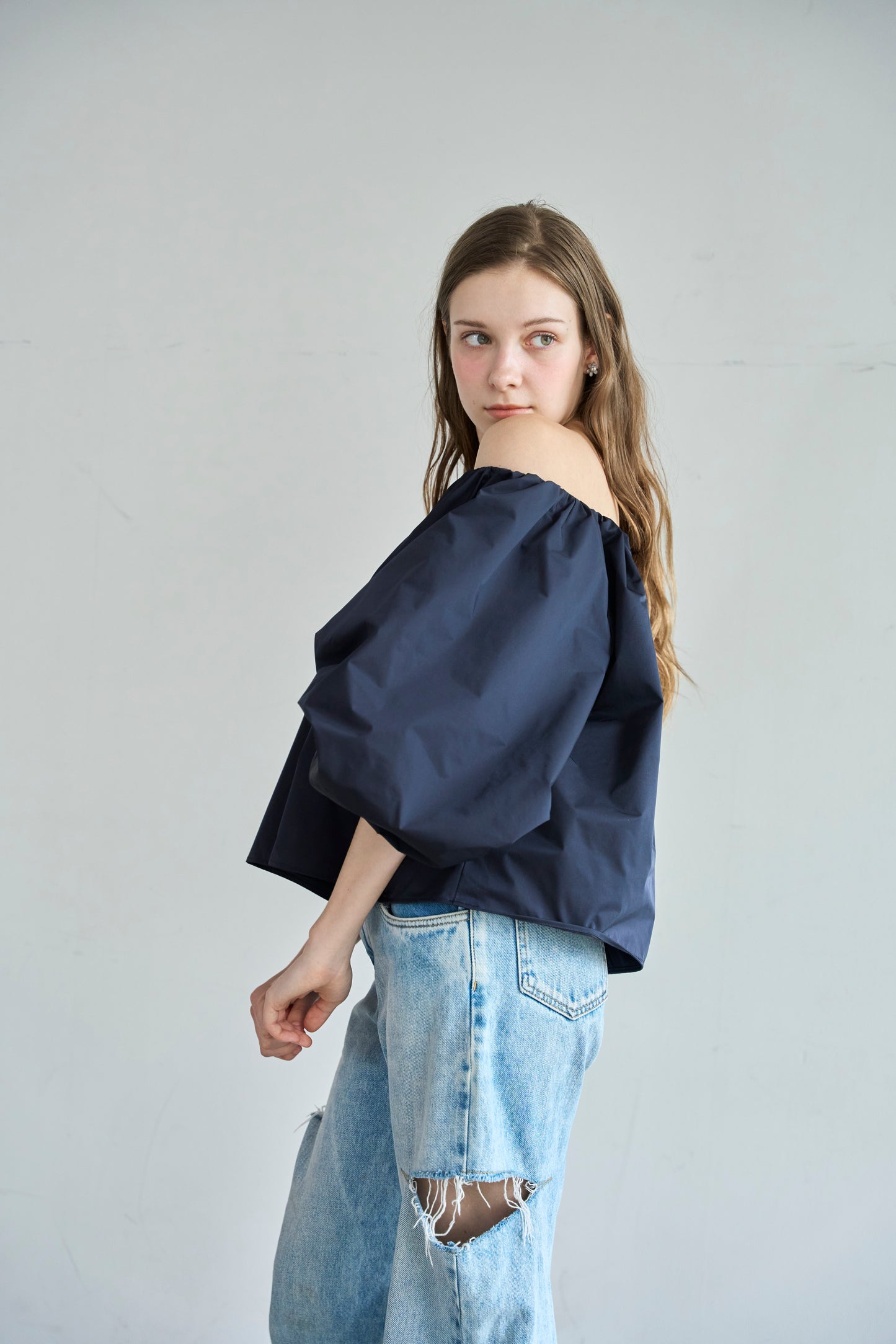 【予約】Otona whip off shoulder(Navy)