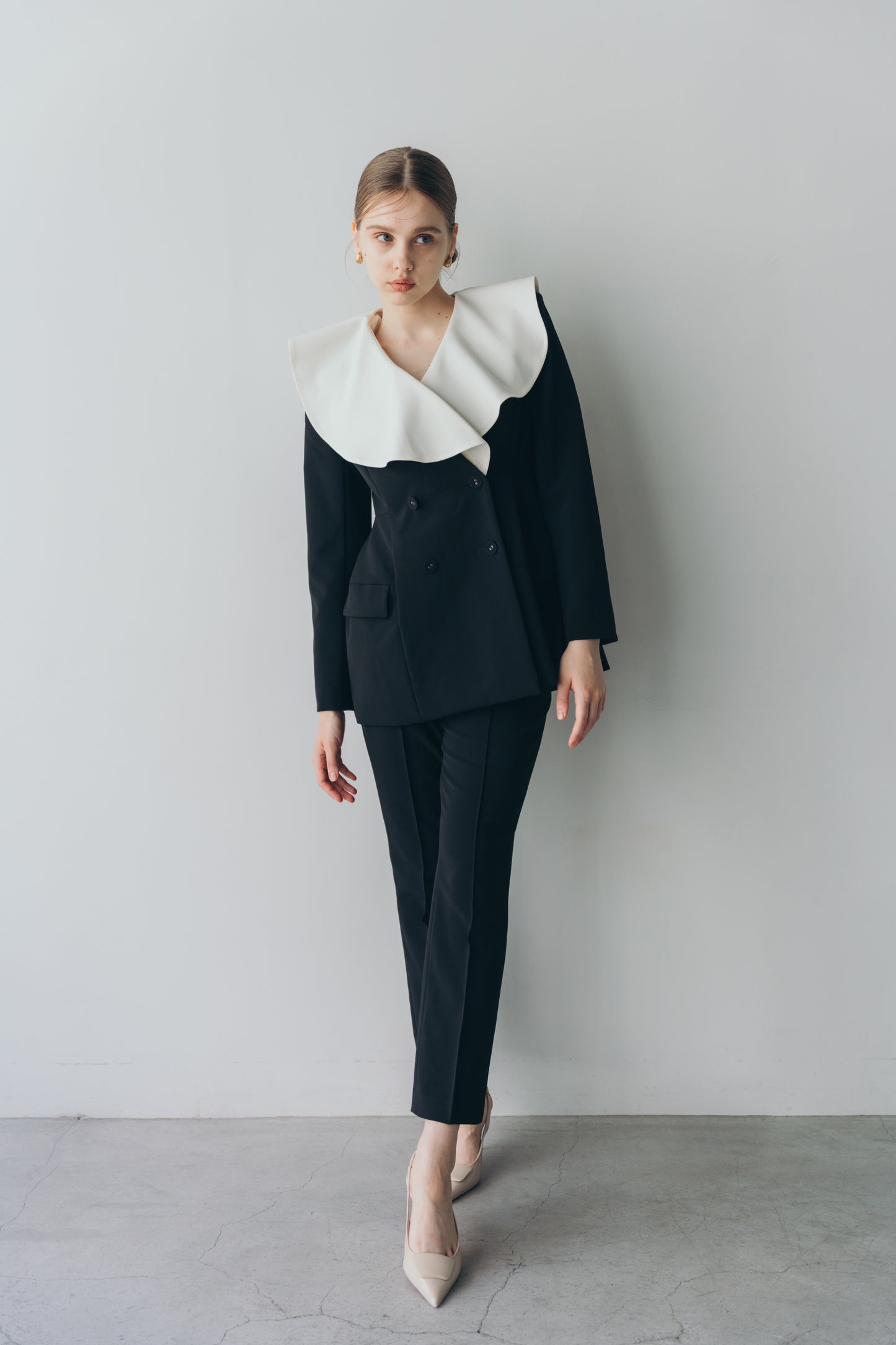 Ruffle 2way Peplum Jacket -Black