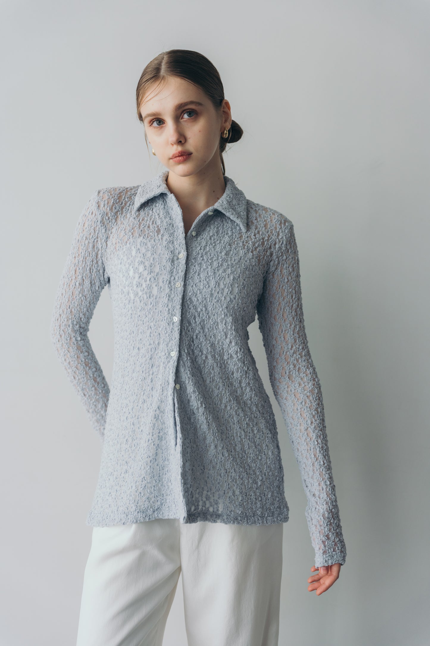 Lady lace shirt - Blue grey
