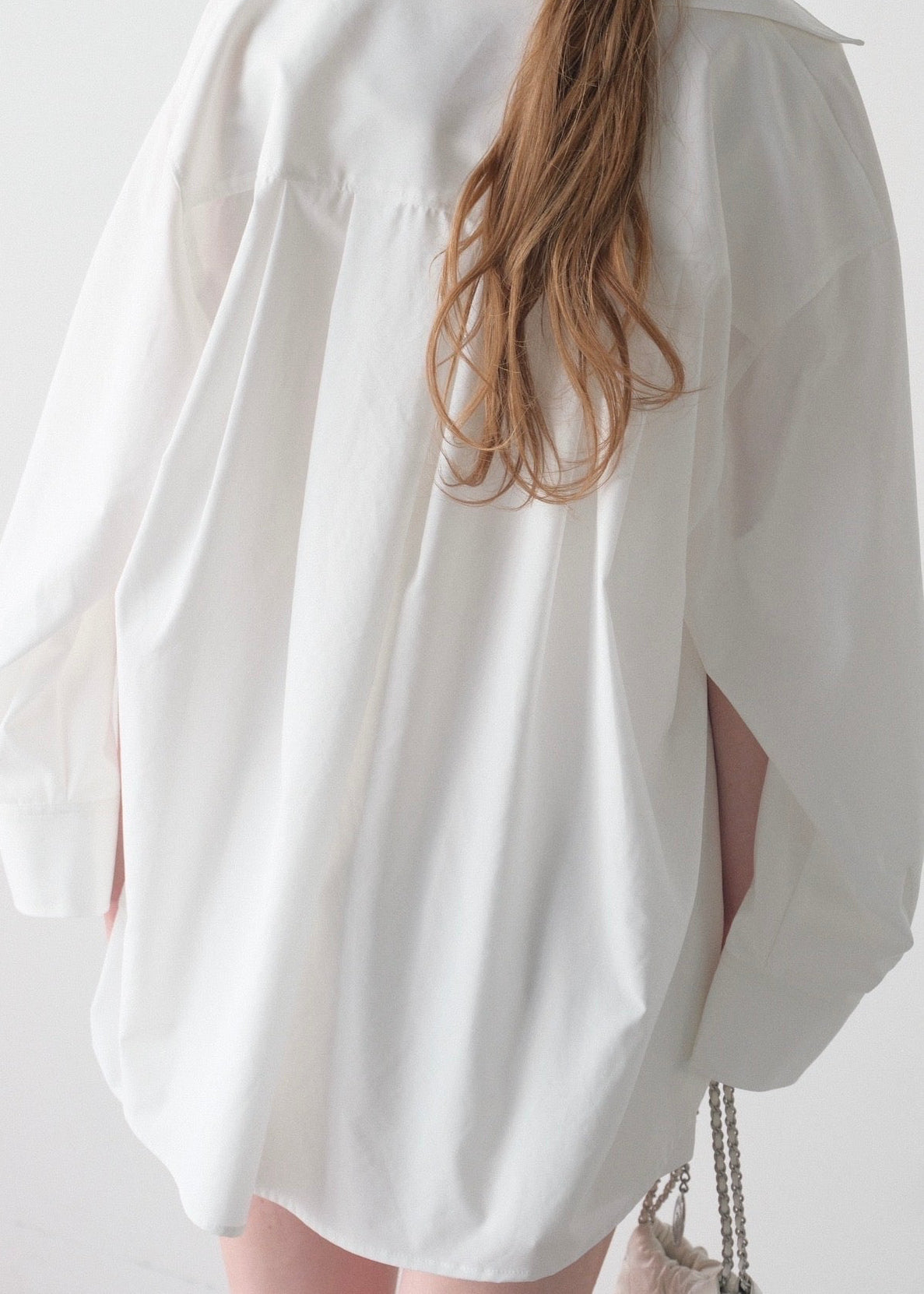 撥水 2way silky over shirt / white