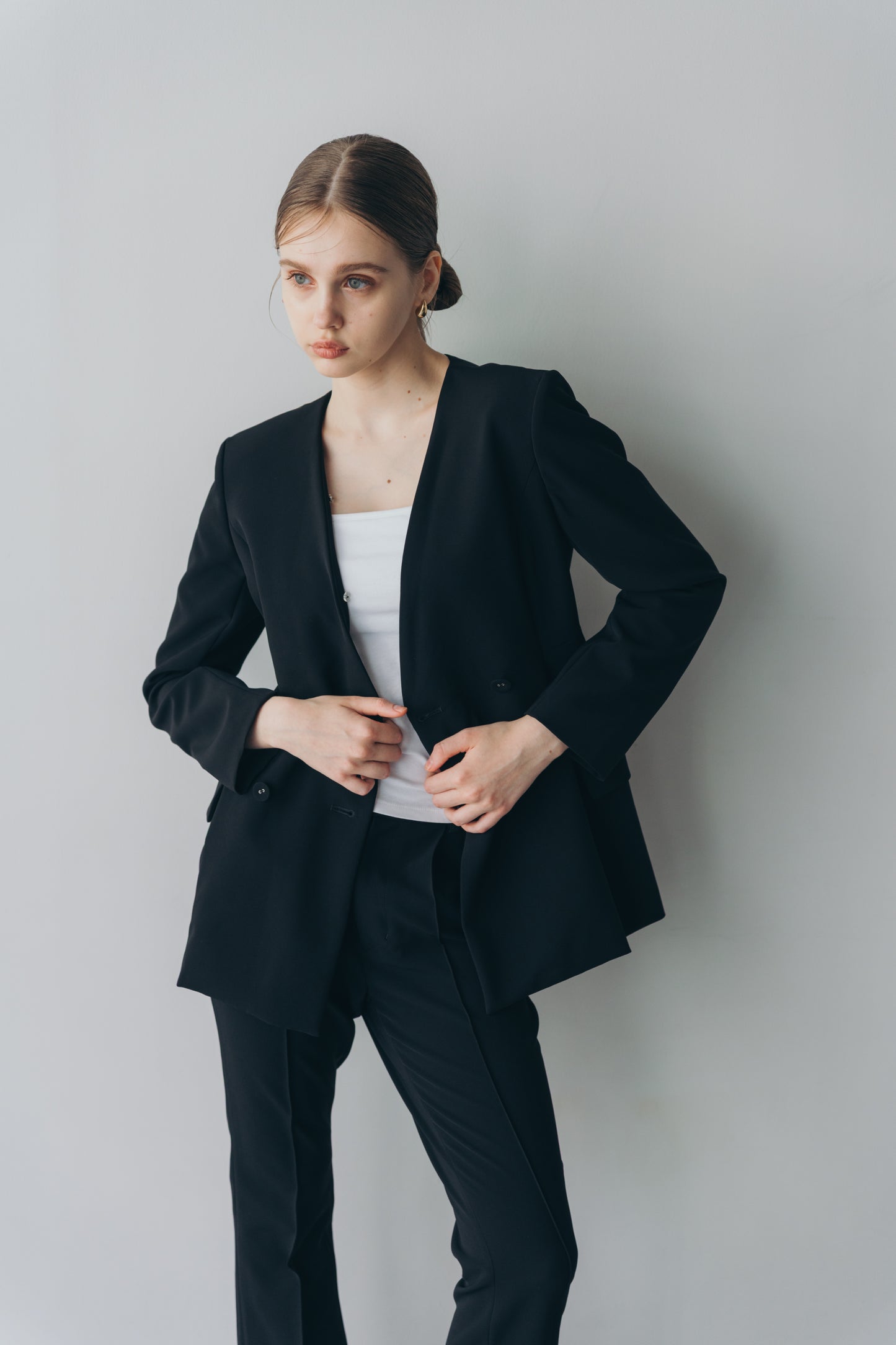 Ruffle 2way Peplum Jacket -Black