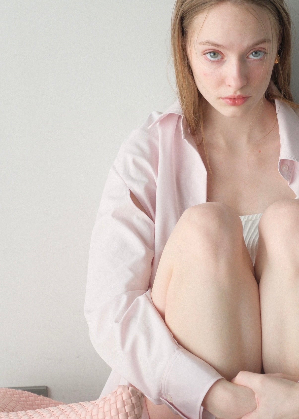 【2nd Pre order】撥水 2way silky over shirt / baby pink