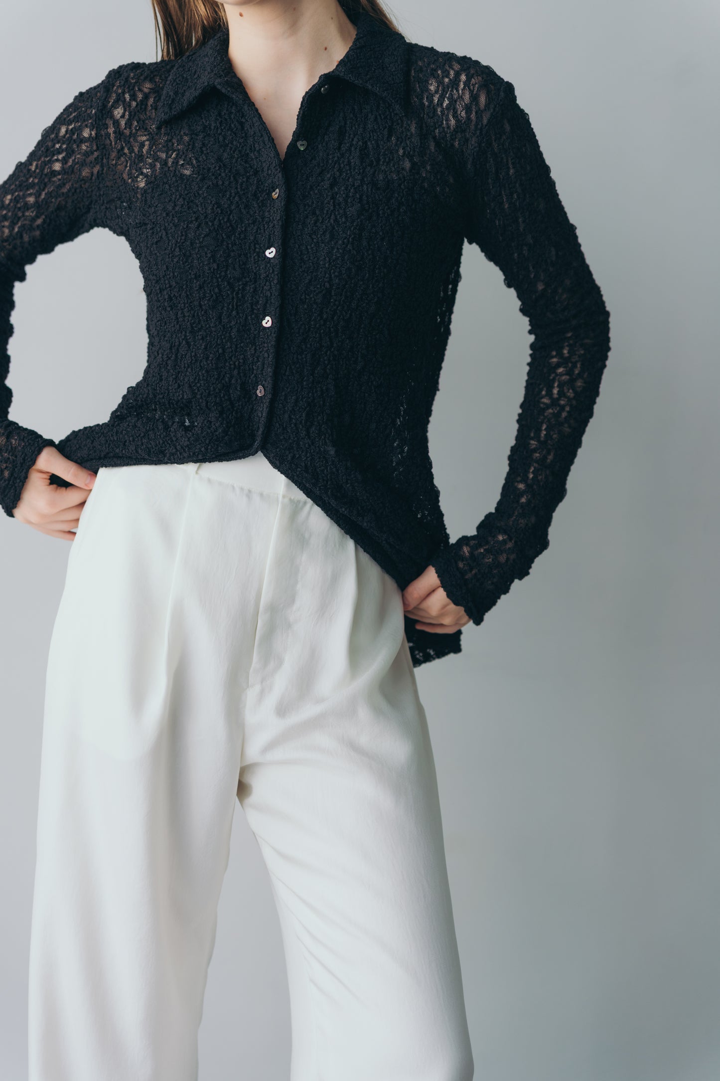 Satin wide pants - White