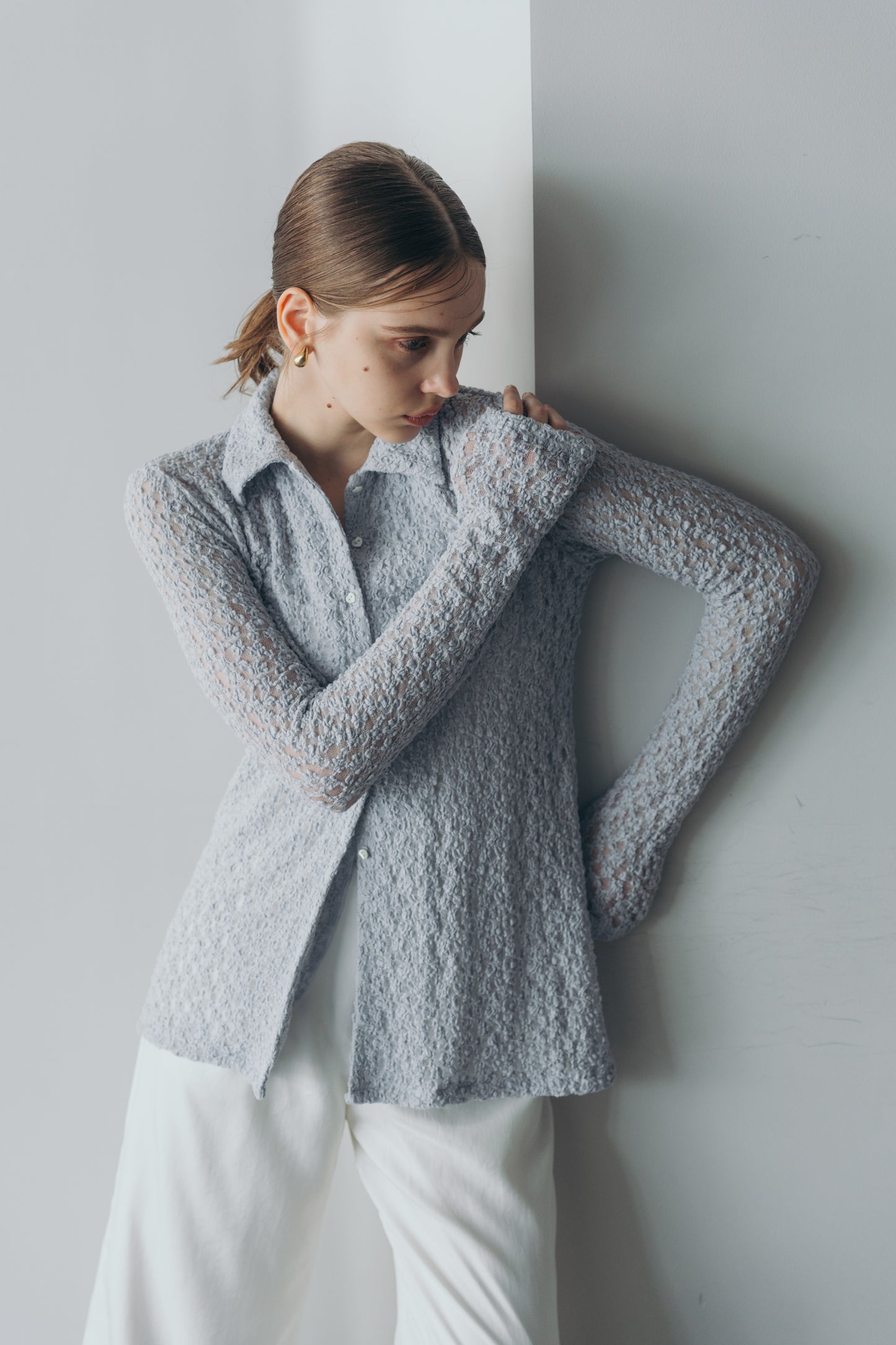 Lady lace shirt - Blue grey