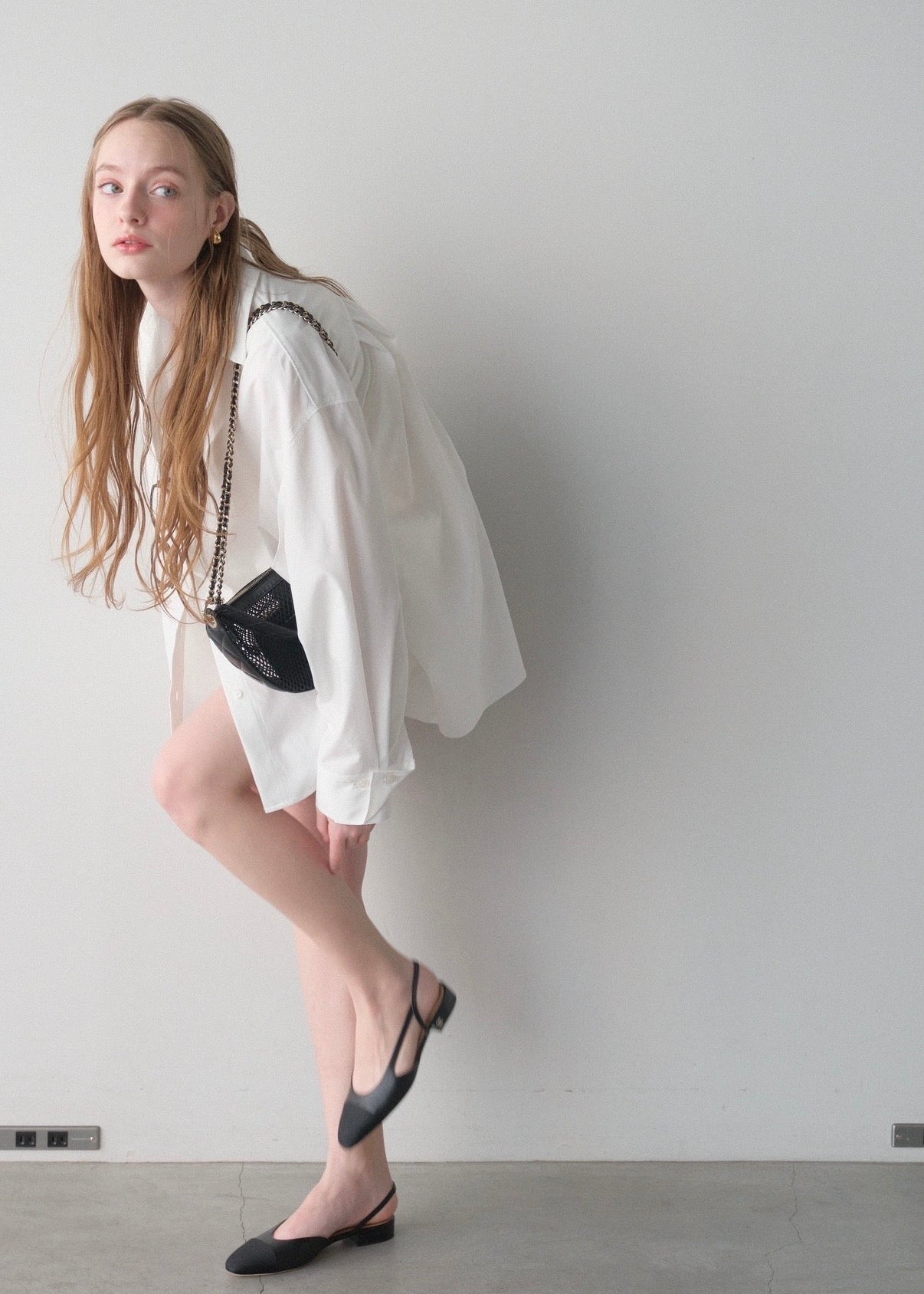 撥水 2way silky over shirt / white