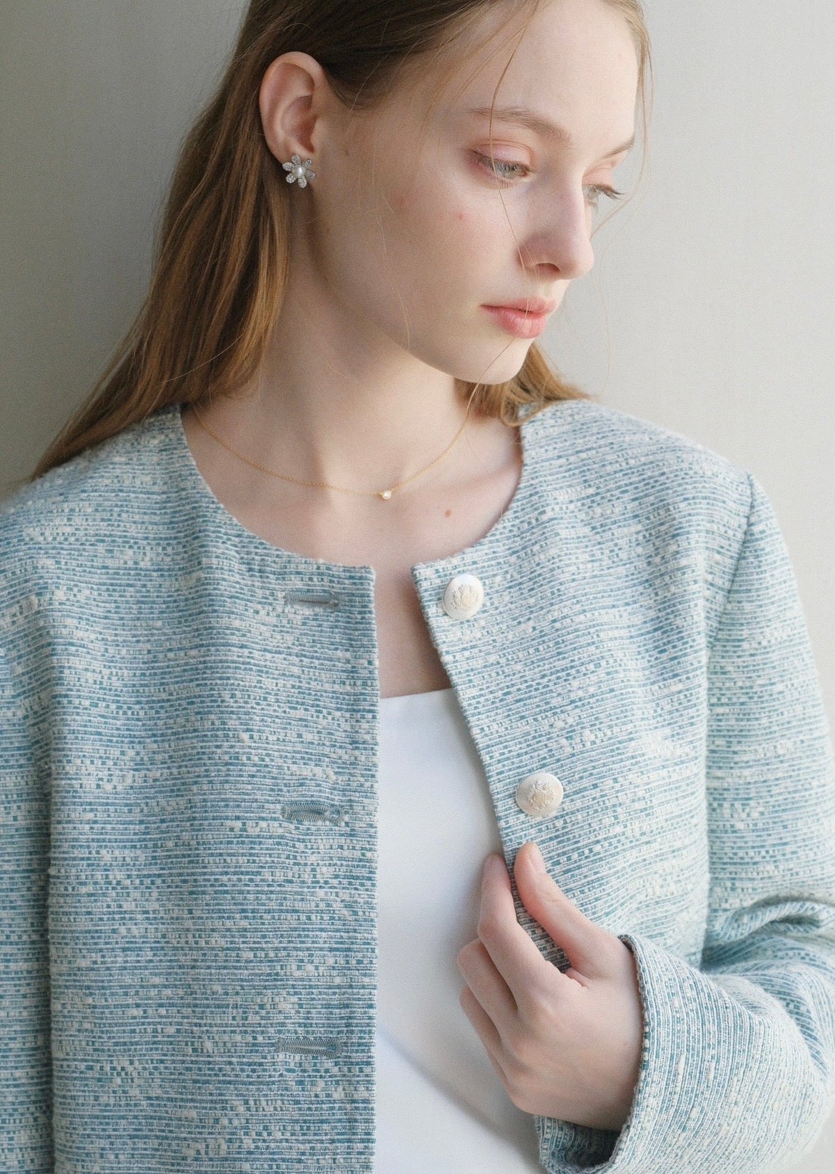 【即納】 CARLA Tweed jacket / Green