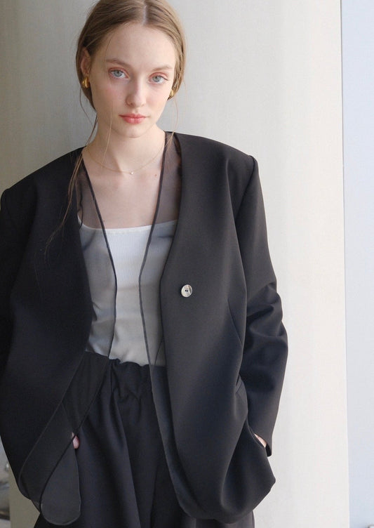 Lady organdy layered jacket / Black