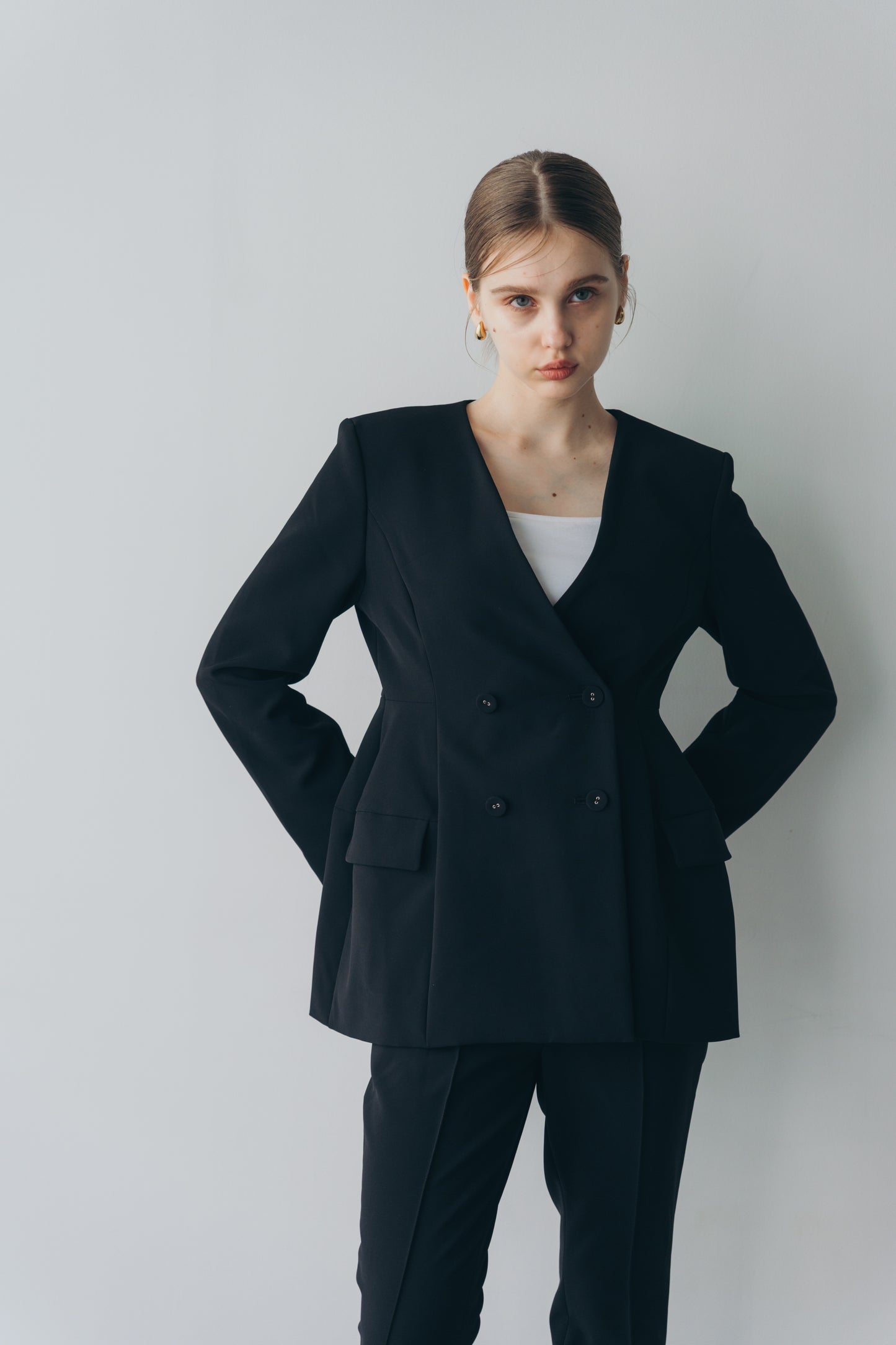 Ruffle 2way Peplum Jacket -Black