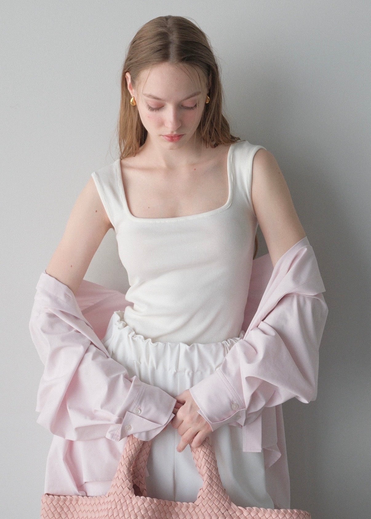 【2nd Pre order】撥水 2way silky over shirt / baby pink