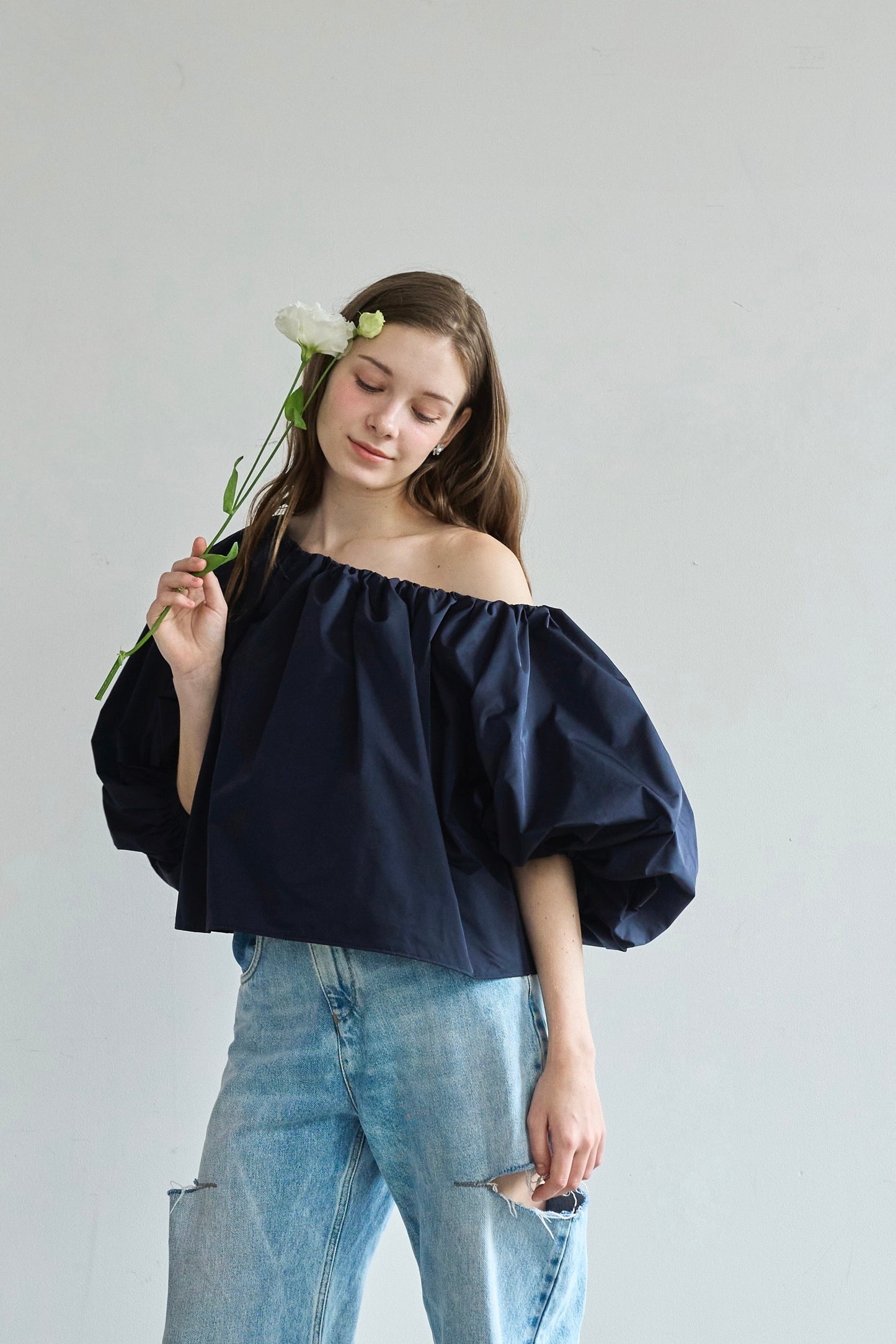 【予約】Otona whip off shoulder(Navy)
