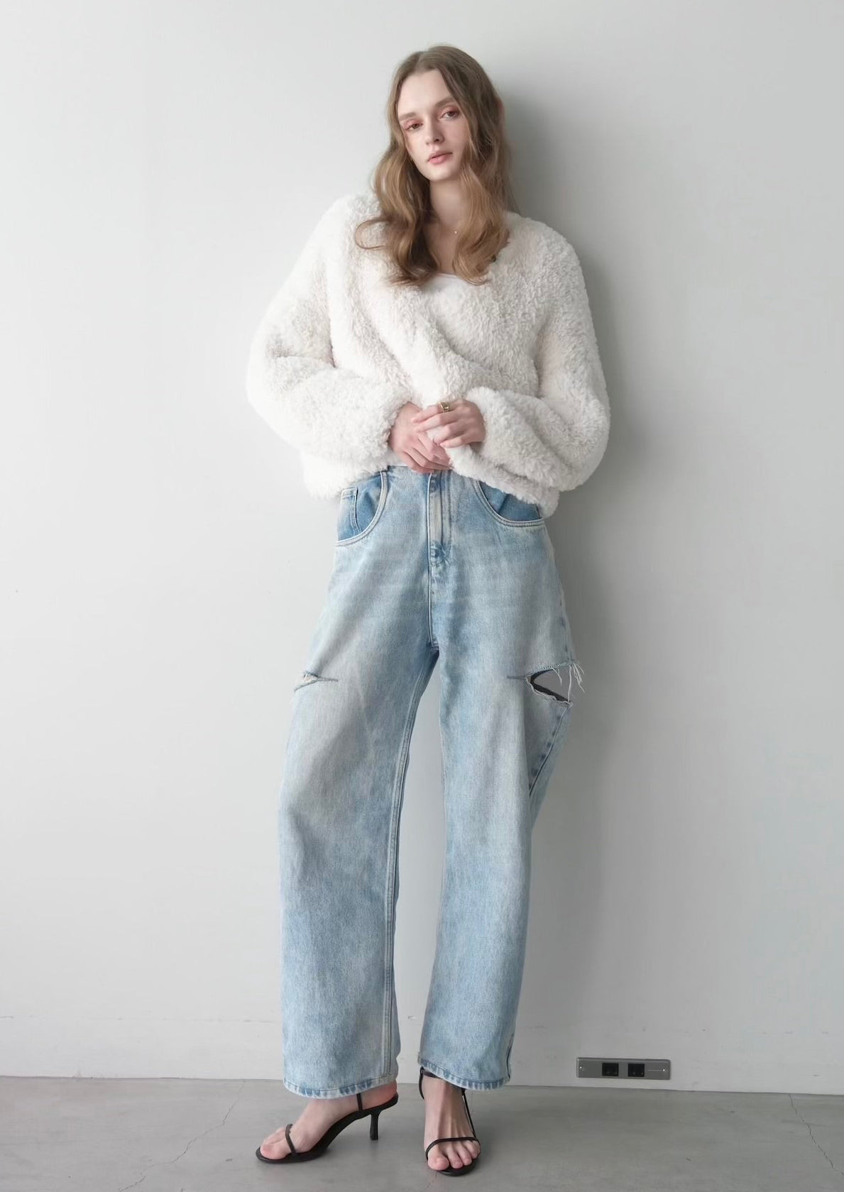 Eco fur knit cardigan