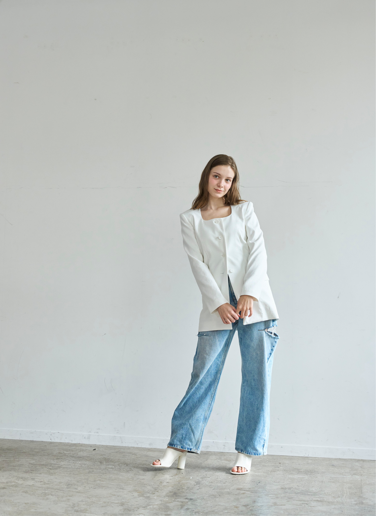 【即納】Lady handsome jacket（White）