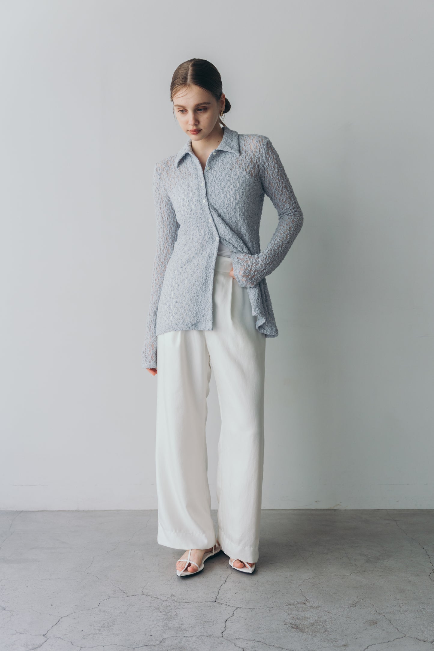 Lady lace shirt - Blue grey