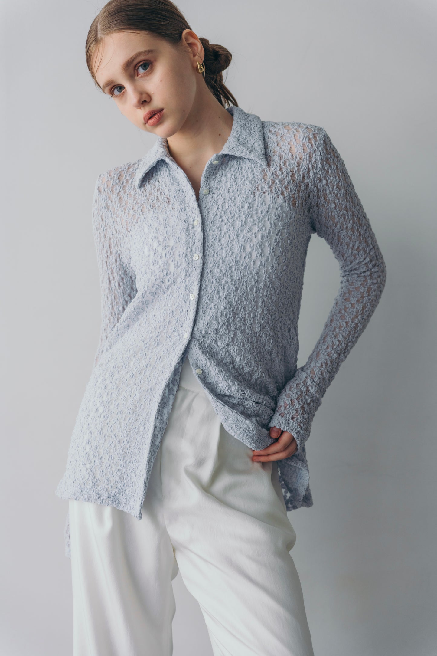 Lady lace shirt - Blue grey