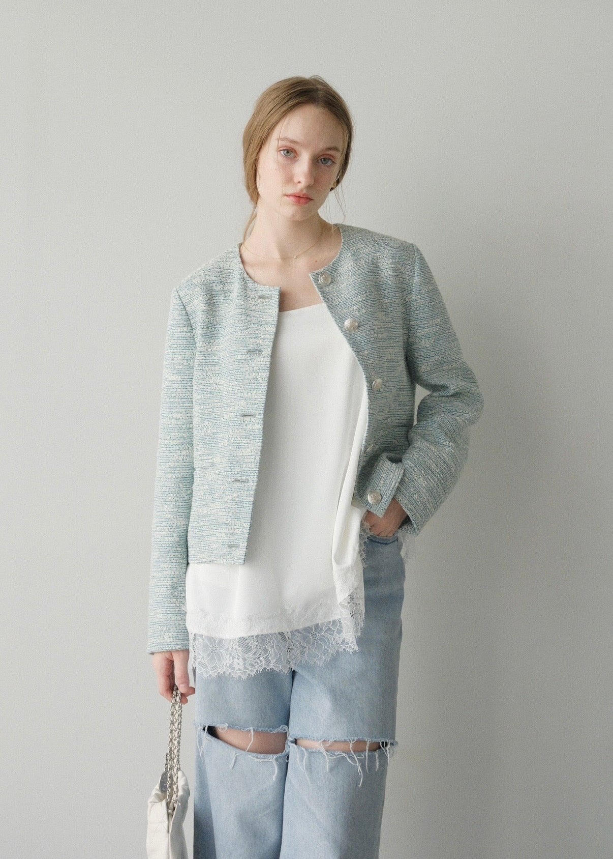 【即納】 CARLA Tweed jacket / Green
