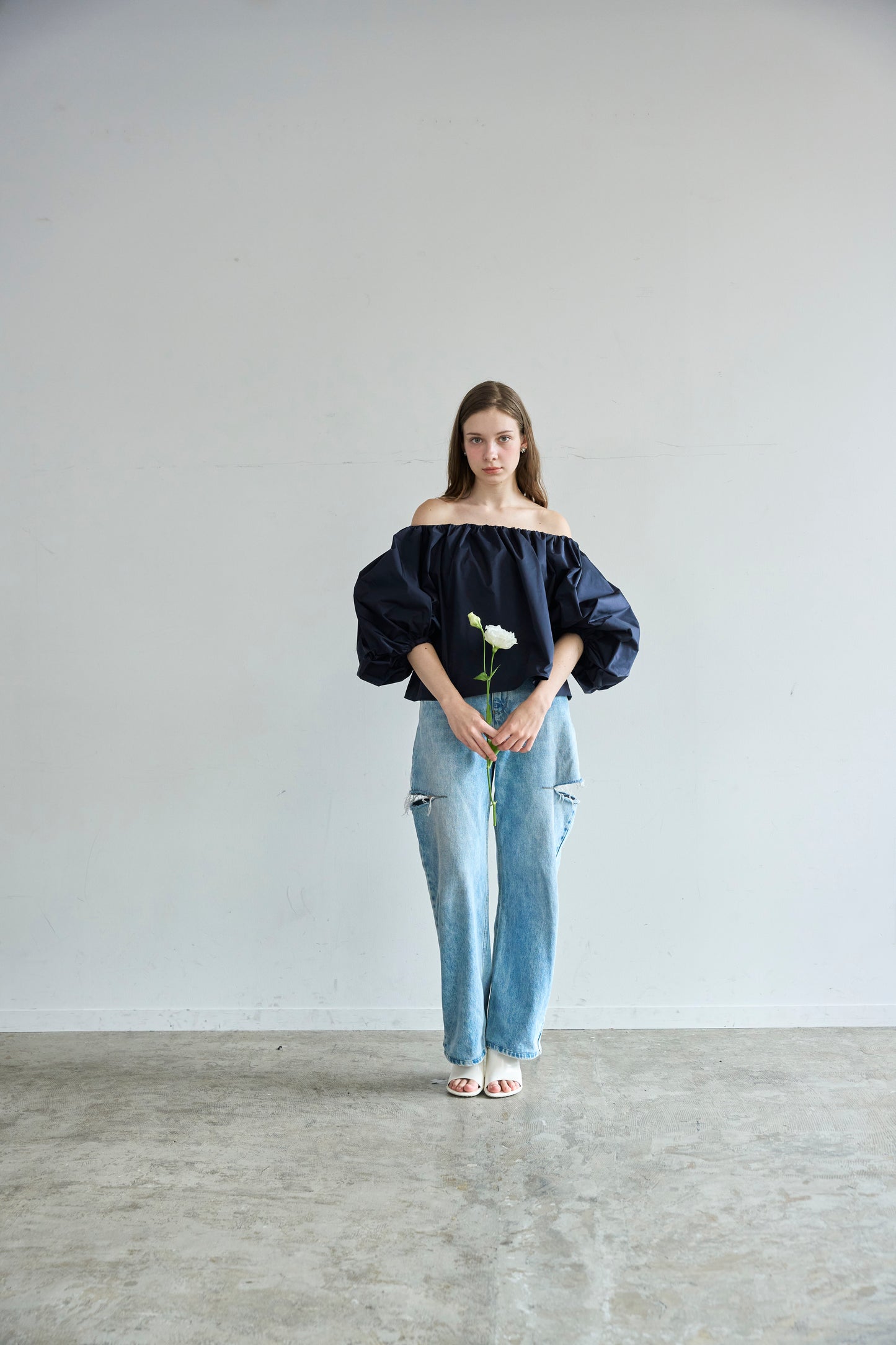 【予約】Otona whip off shoulder(Navy)