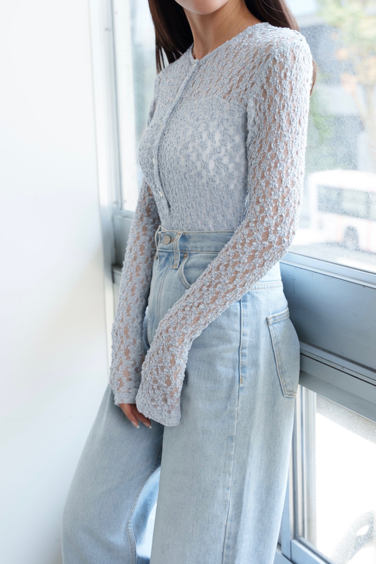 Lace body suit - Blue gray