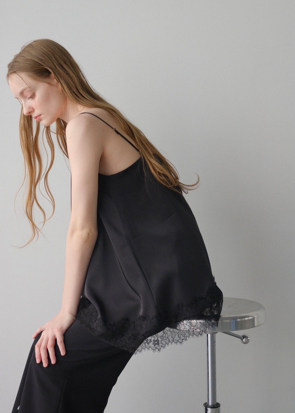 Satin lace camisole /Black