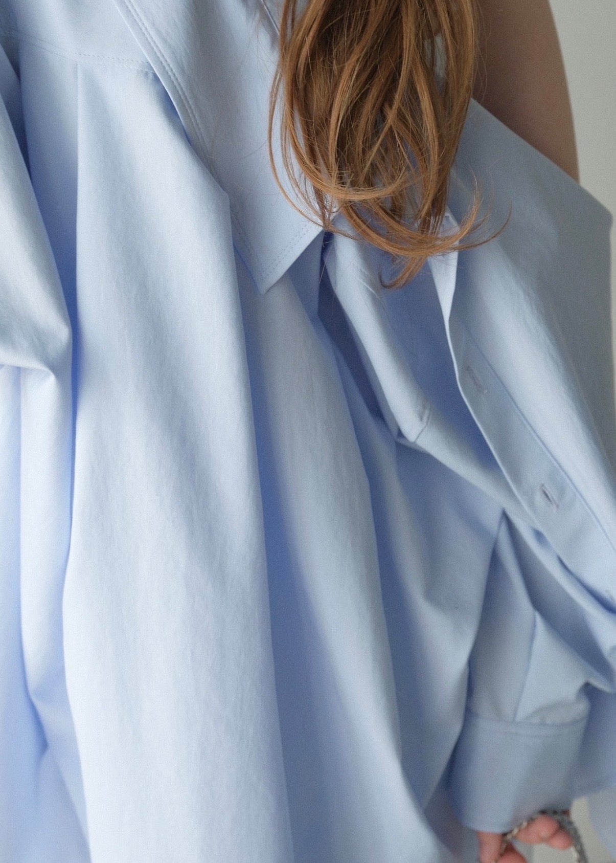 撥水 2way silky over shirt / pale blue