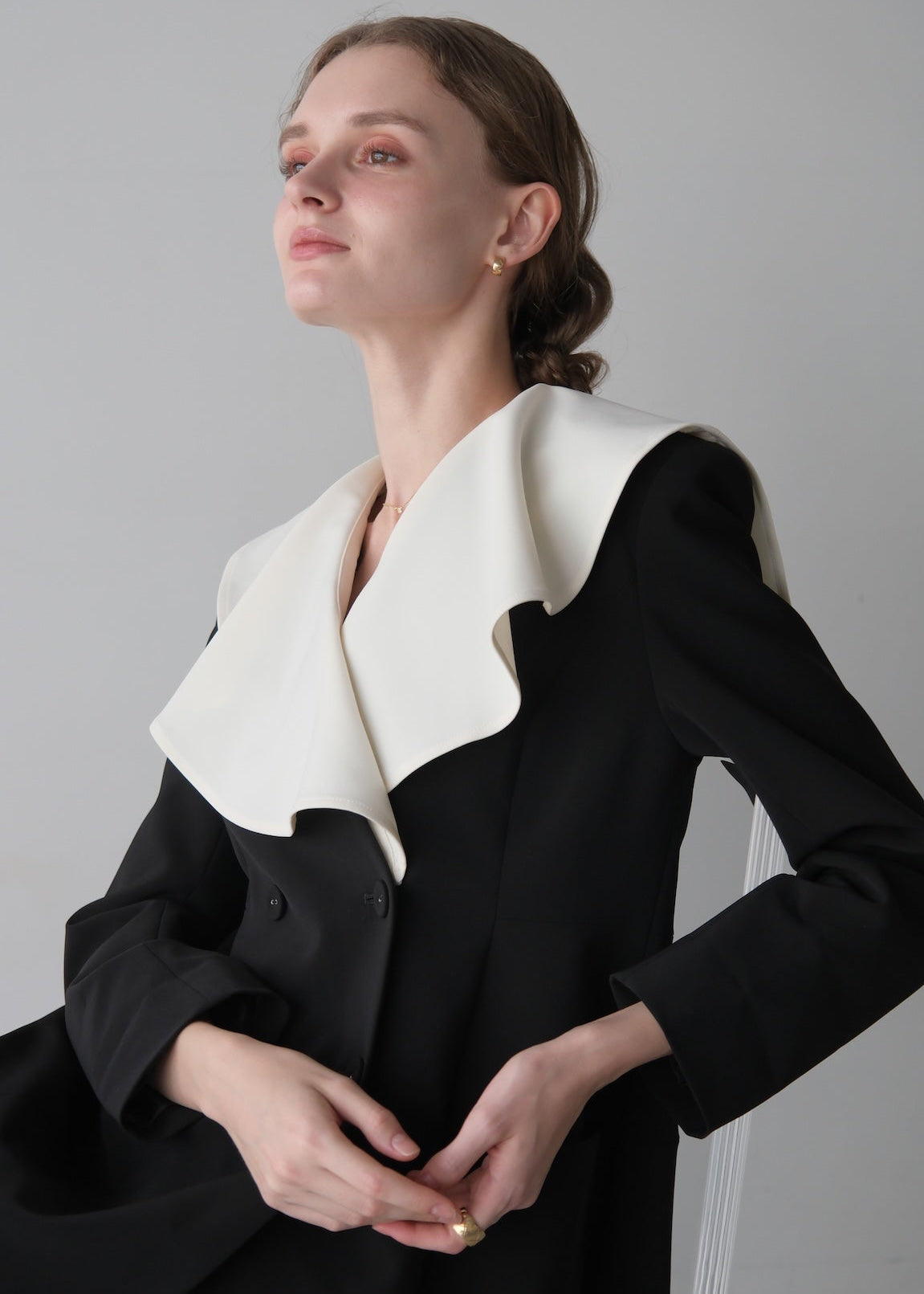 【Pre order】 Ruffle 2way Peplum Jacket -Black