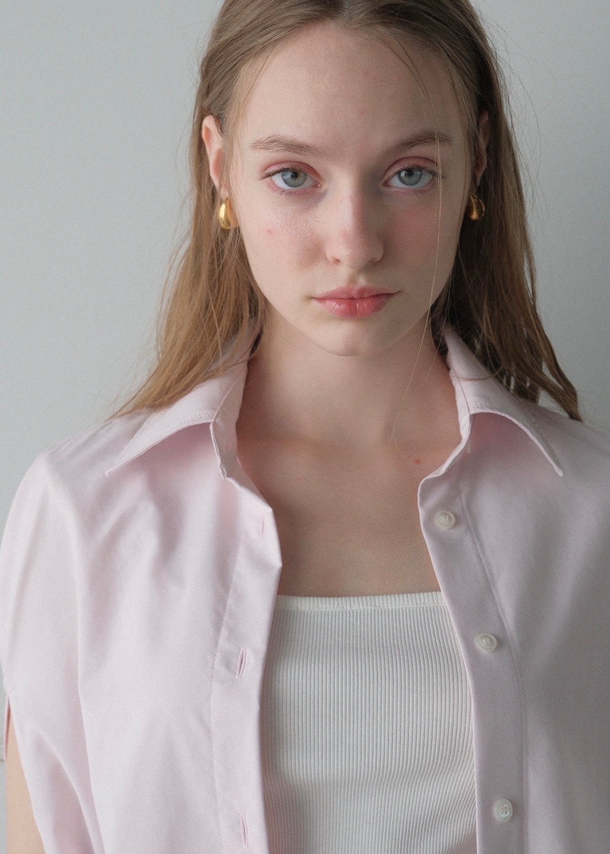 【2nd Pre order】撥水 2way silky over shirt / baby pink
