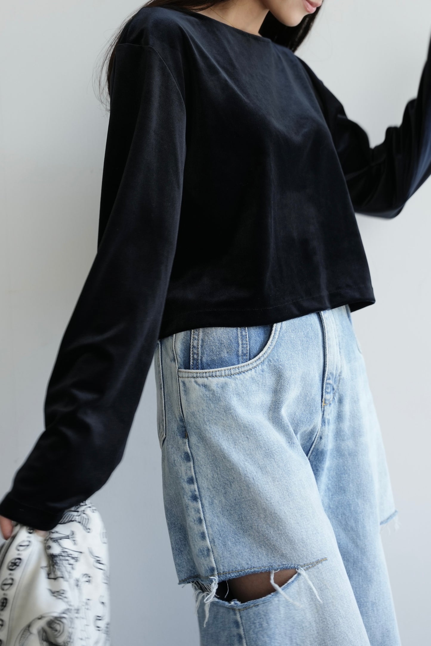 【予約】Konare velour tops (Black)