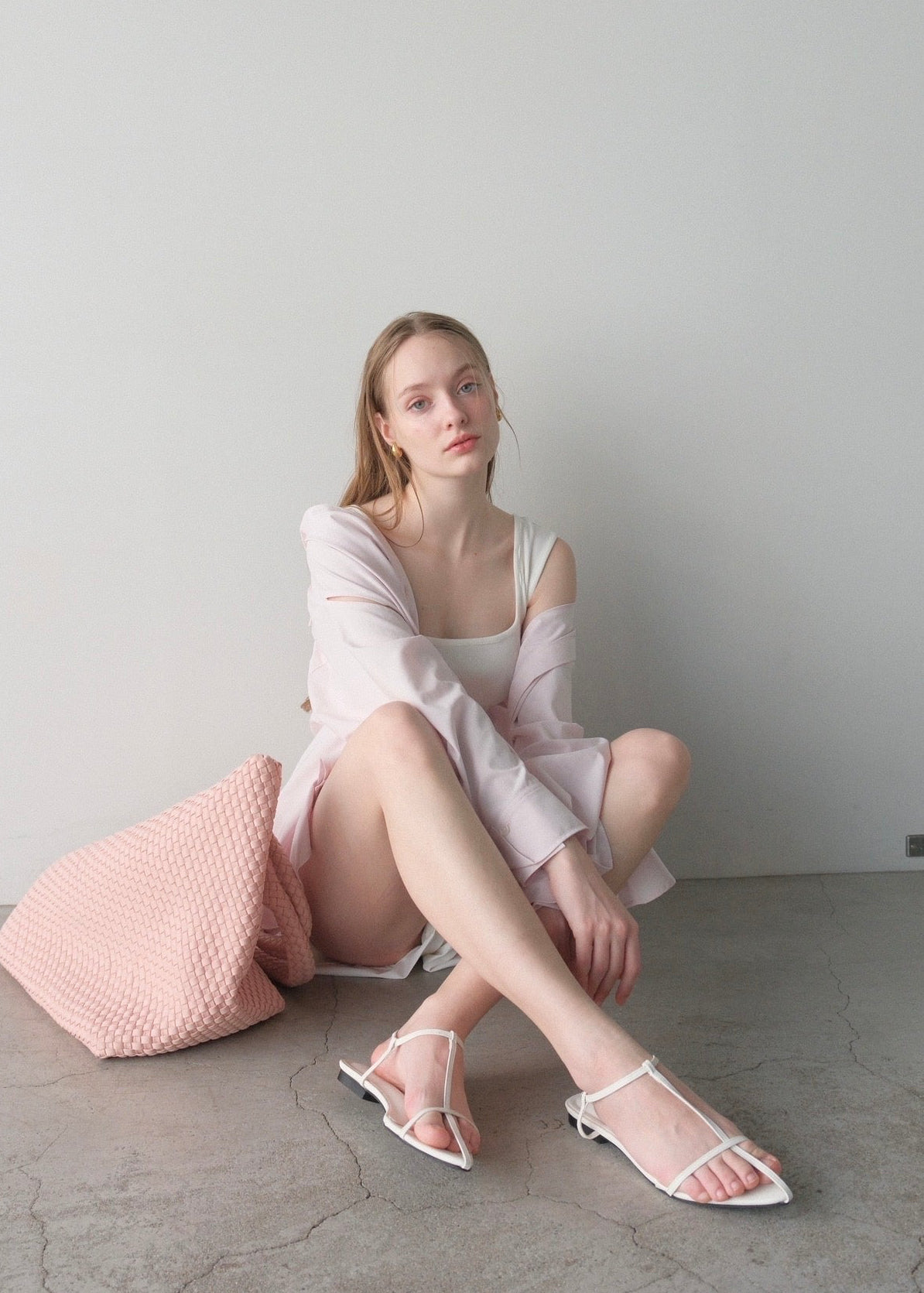 【2nd Pre order】撥水 2way silky over shirt / baby pink