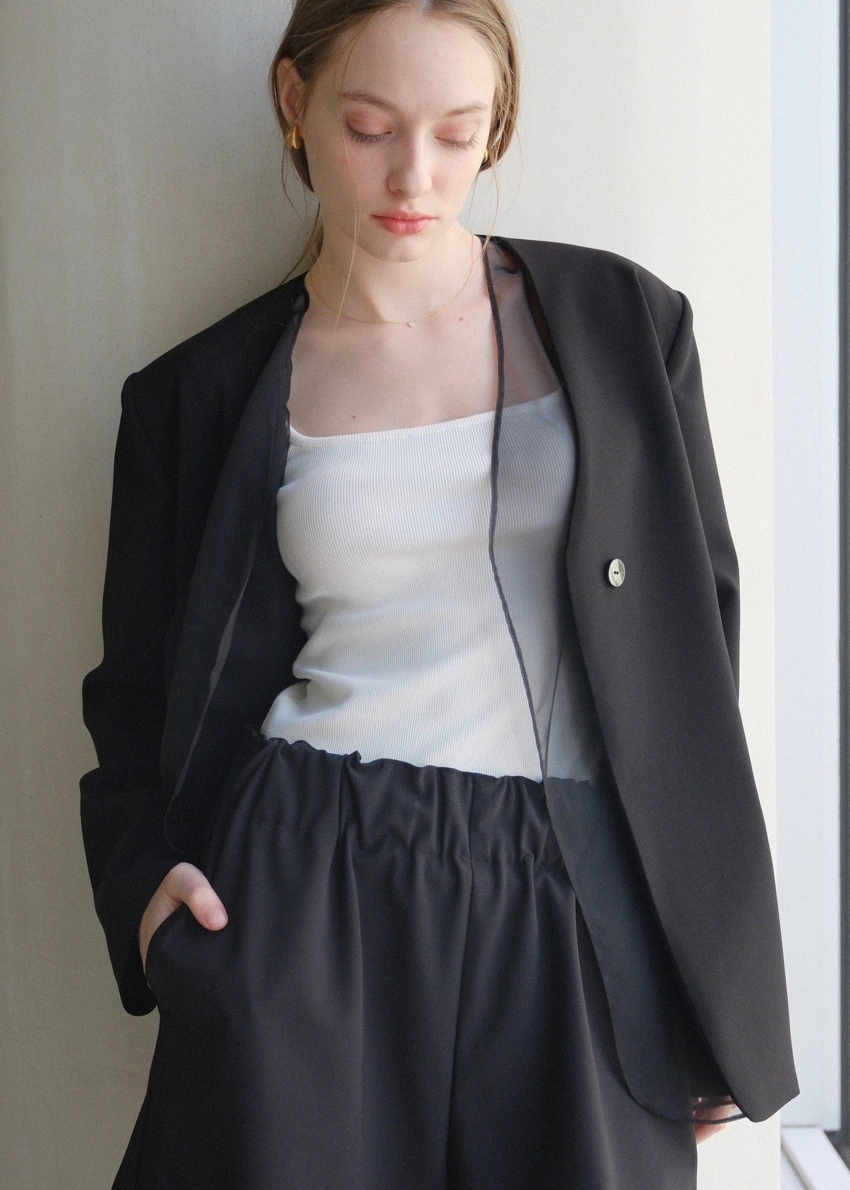 Lady organdy layered jacket / Black