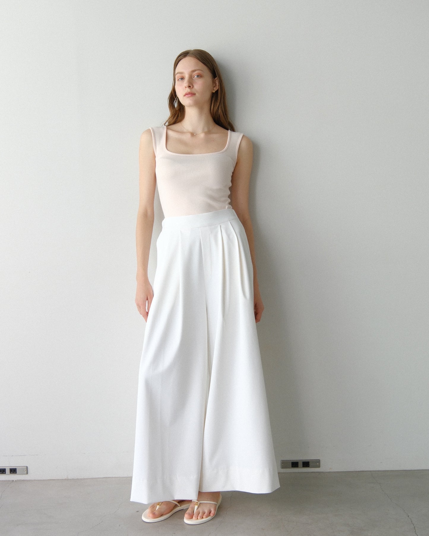 撥水wide pants - white